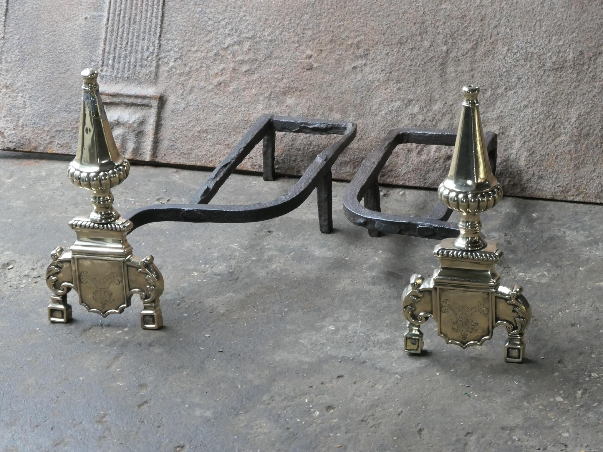 17th Century French Louis XIV Andirons or Firedogs For Sale 3