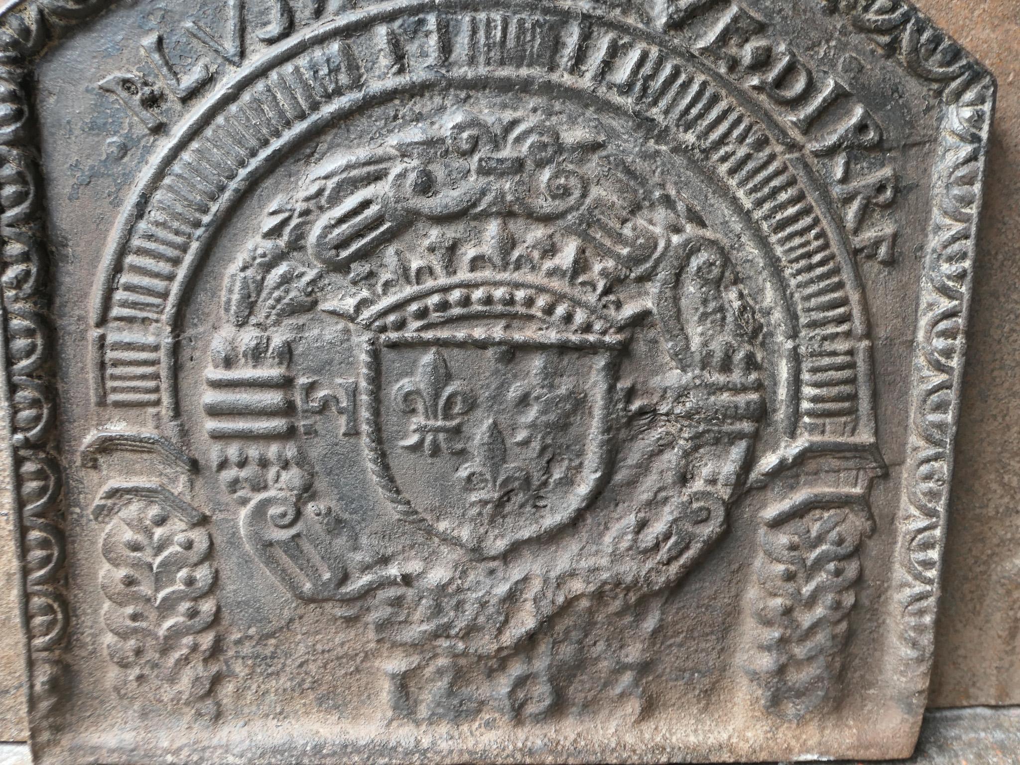 17th Century French Louis XIV 'Arms of France' Fireback / Backsplash For Sale 5