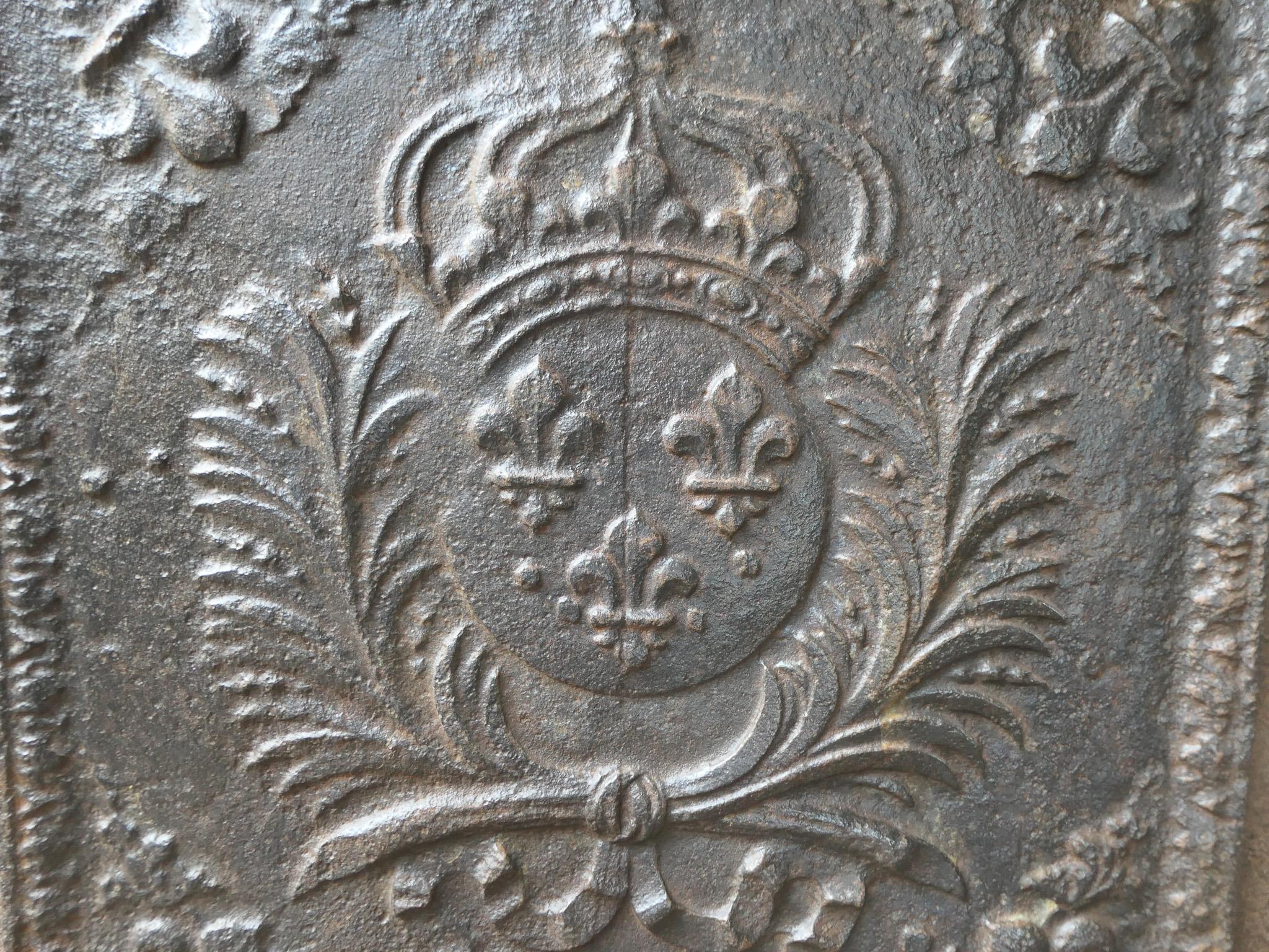 17th Century French Louis XIV Period 'Arms of France' Fireback / Backsplash For Sale 3