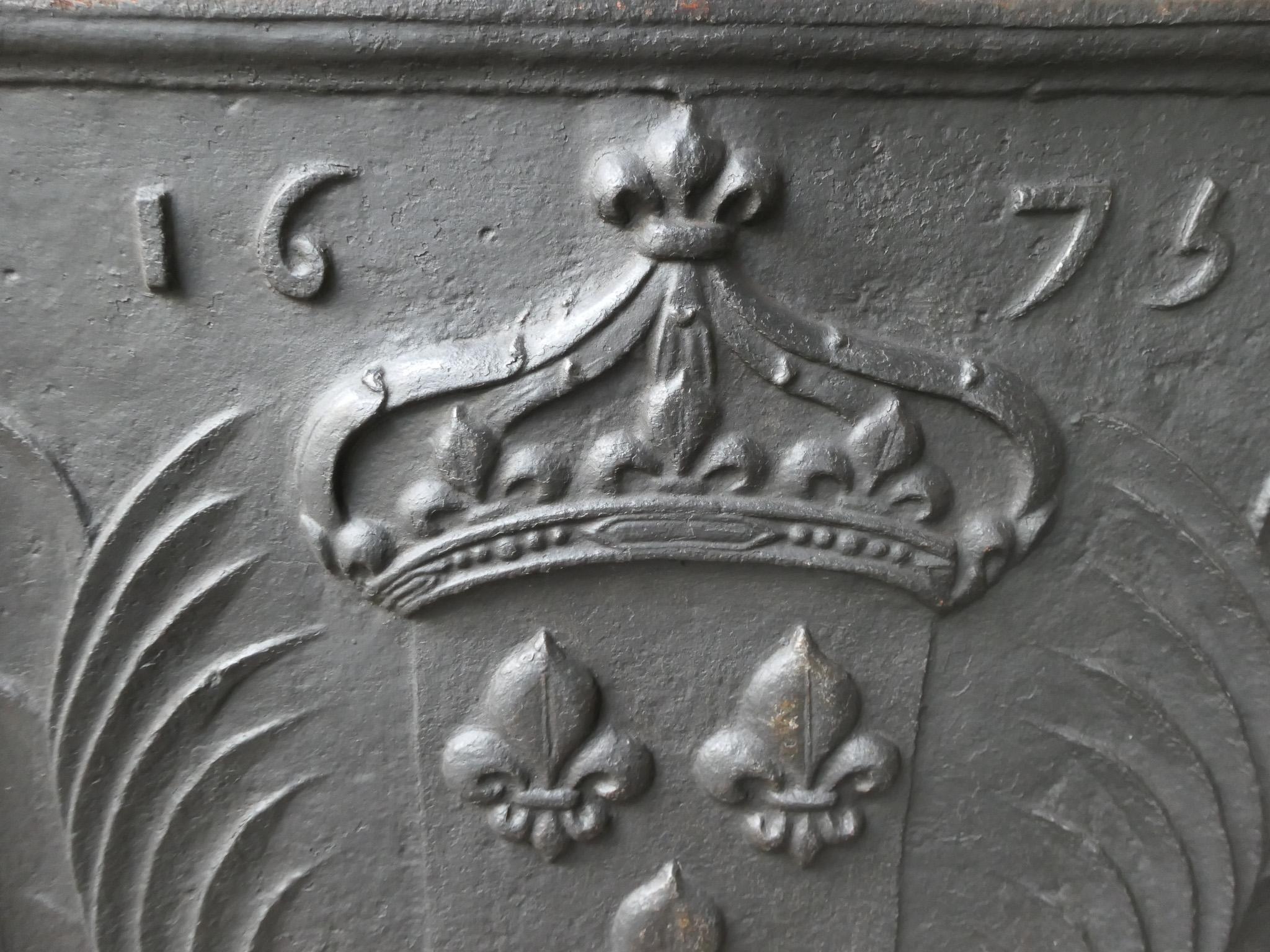 17th Century French Louis XIV 'Arms of France' Fireback / Backsplash For Sale 3