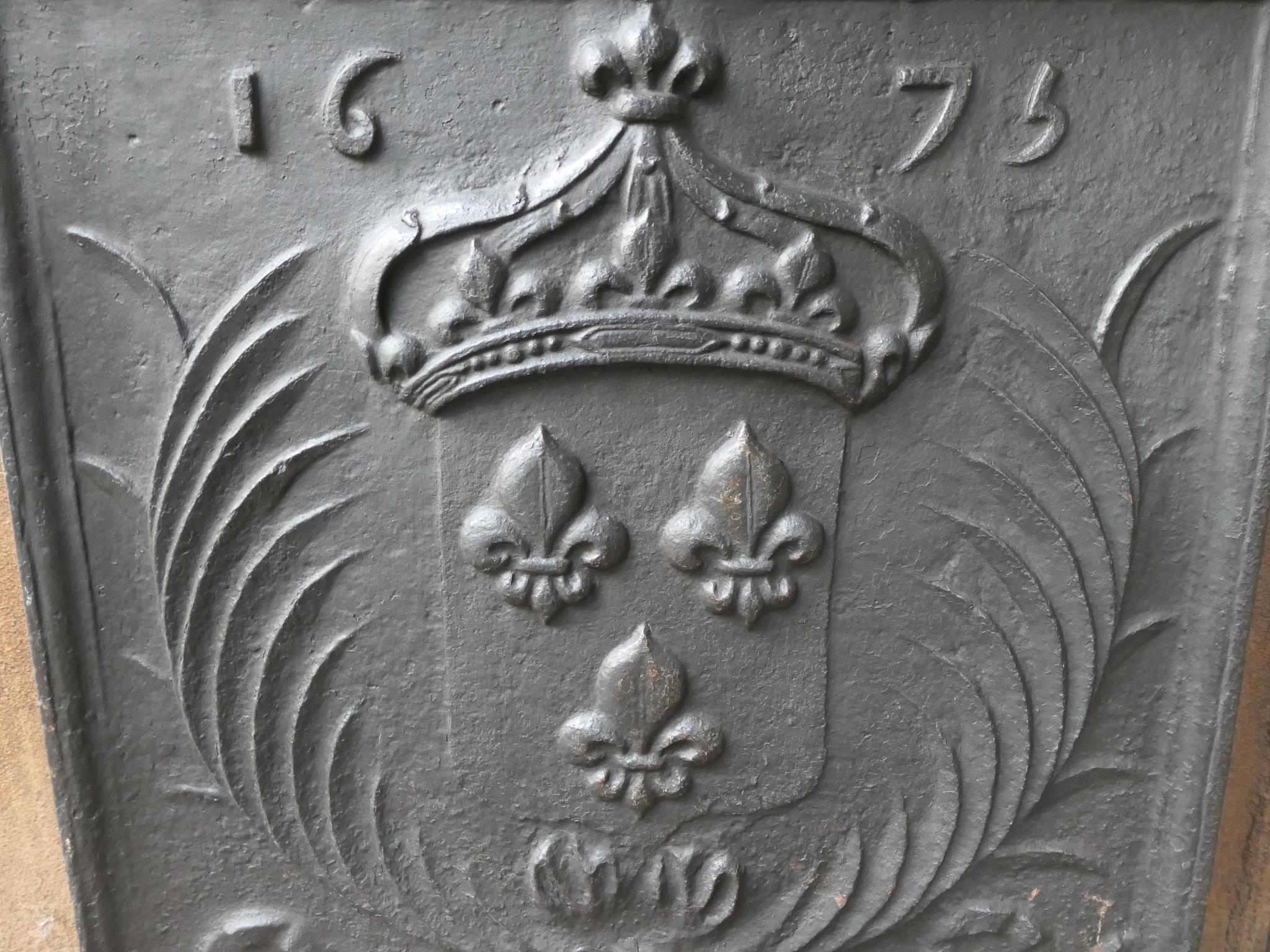 17th Century French Louis XIV 'Arms of France' Fireback / Backsplash For Sale 4