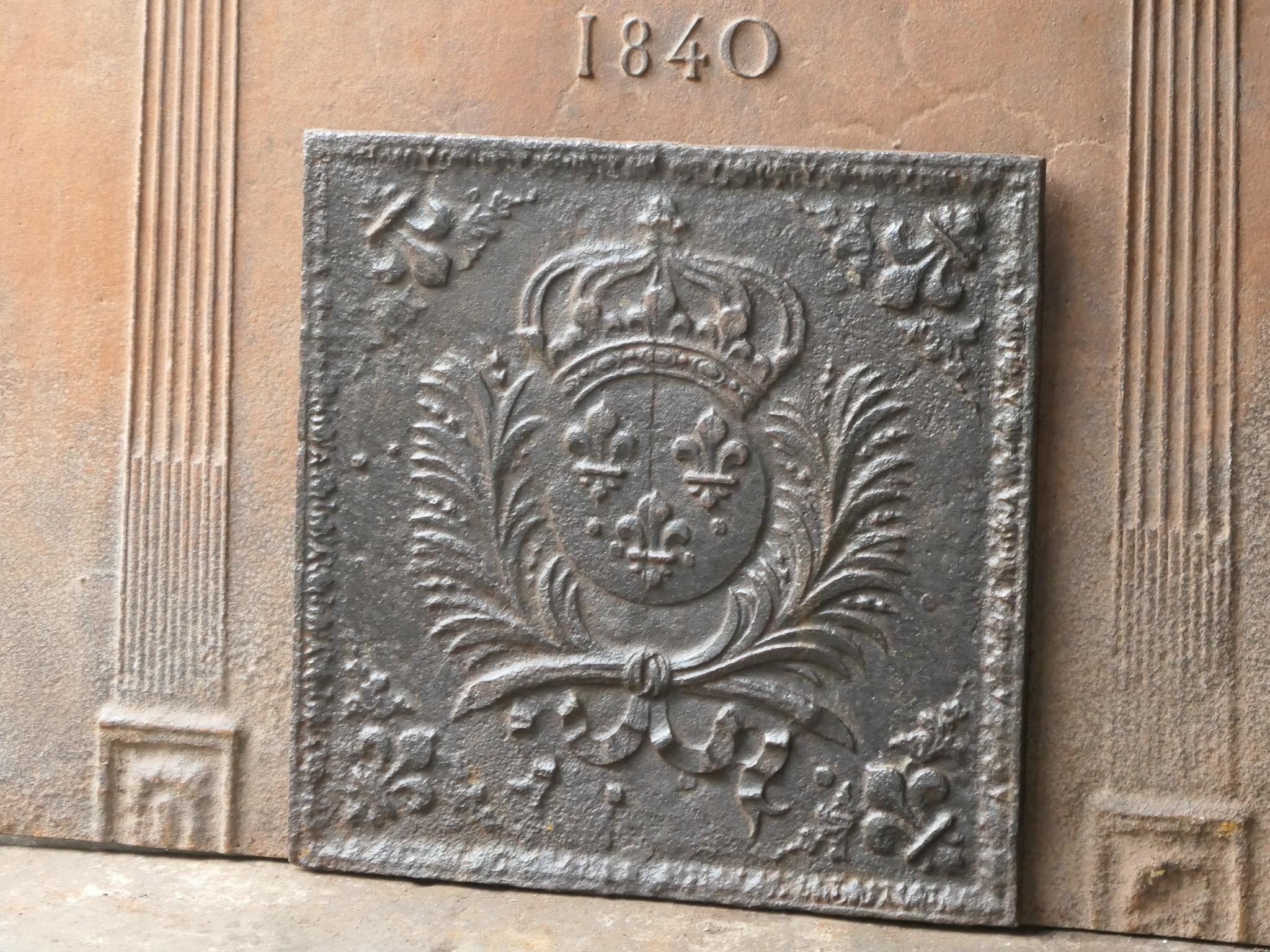 Cast 17th Century French Louis XIV Period 'Arms of France' Fireback / Backsplash For Sale