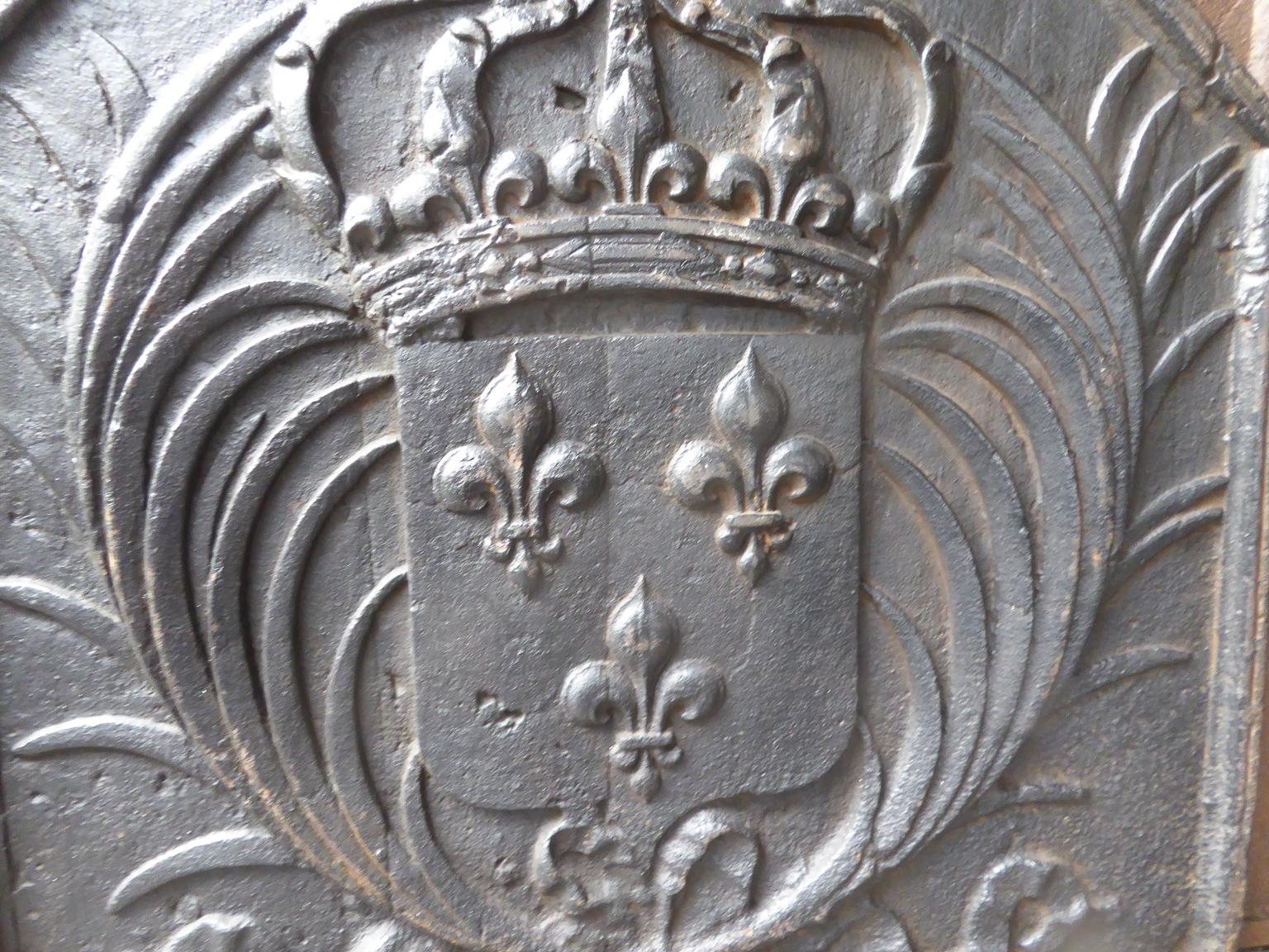 18th Century and Earlier 17th Century French Louis XIV 'Arms of France' Fireback