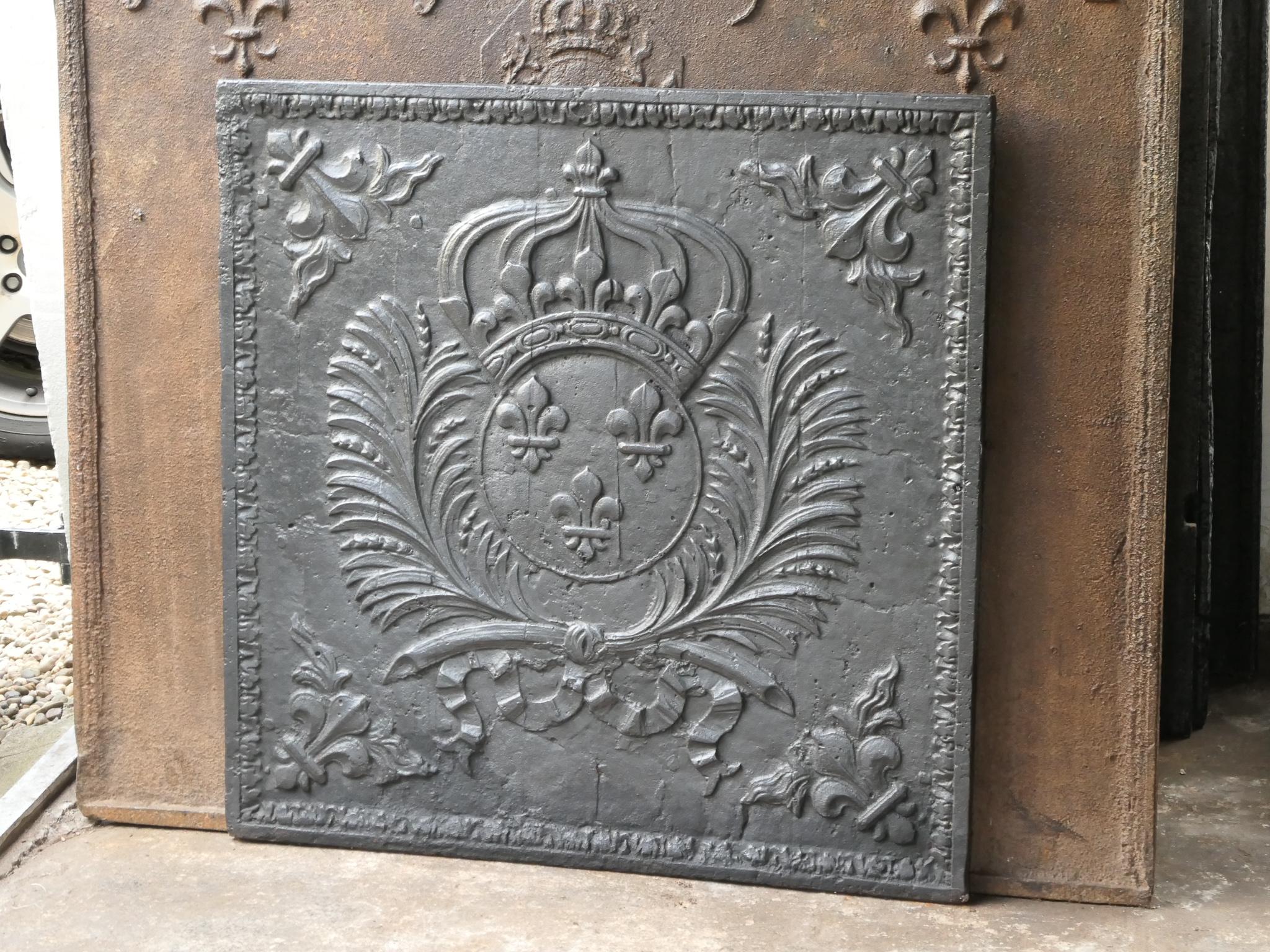18th Century and Earlier 17th Century French Louis XIV 'Arms of France' Fireback