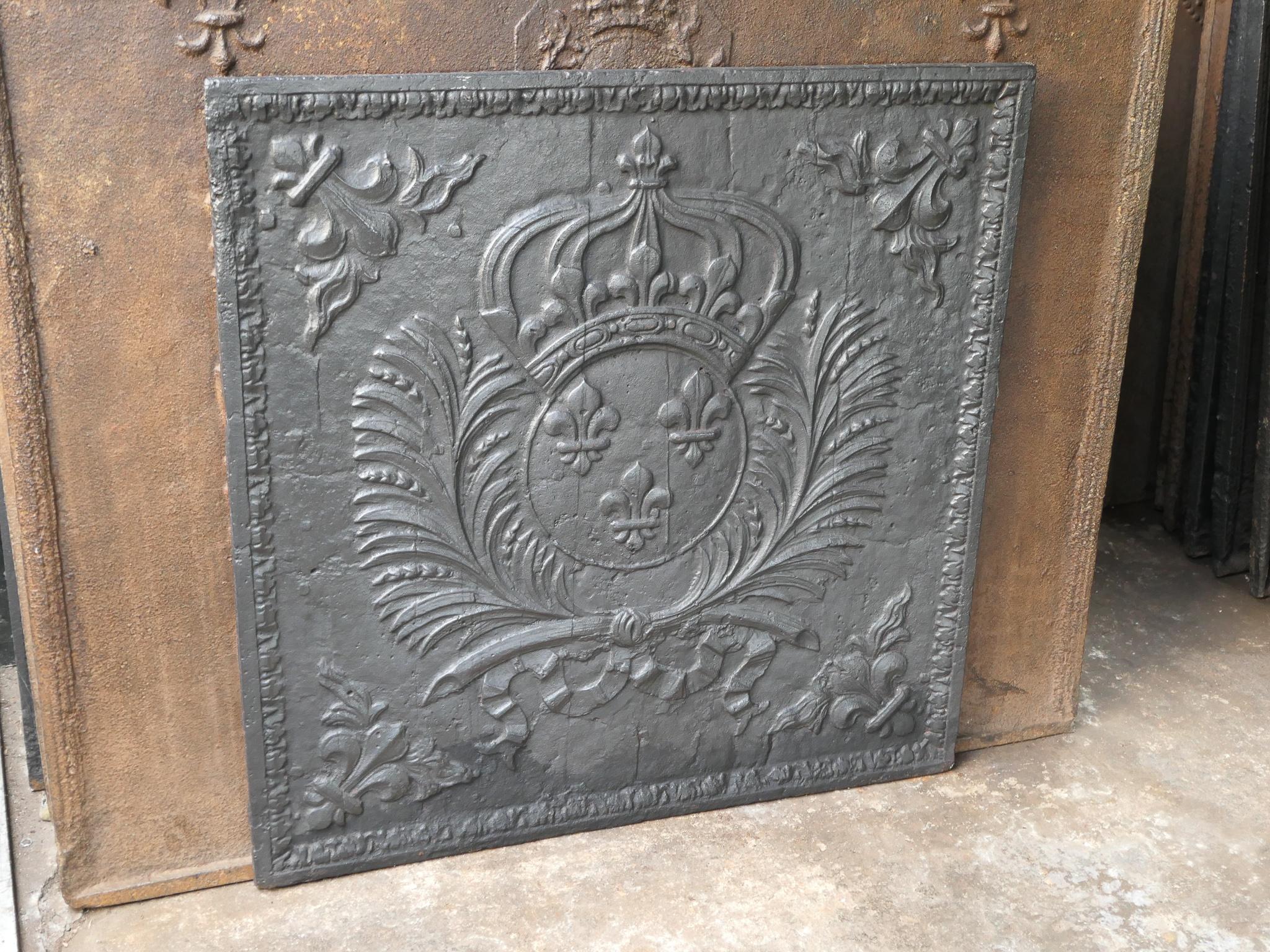 Iron 17th Century French Louis XIV 'Arms of France' Fireback