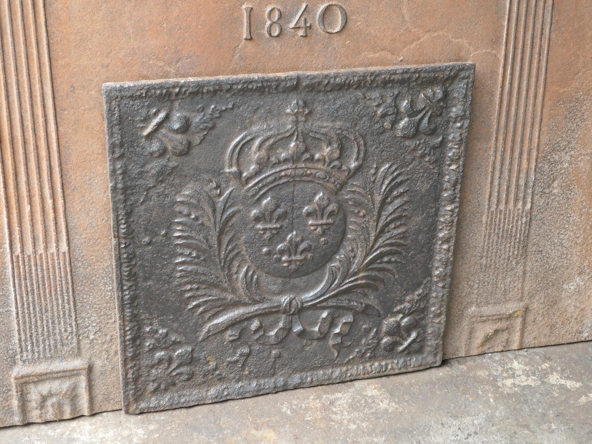 18th Century and Earlier 17th Century French Louis XIV Period 'Arms of France' Fireback / Backsplash For Sale