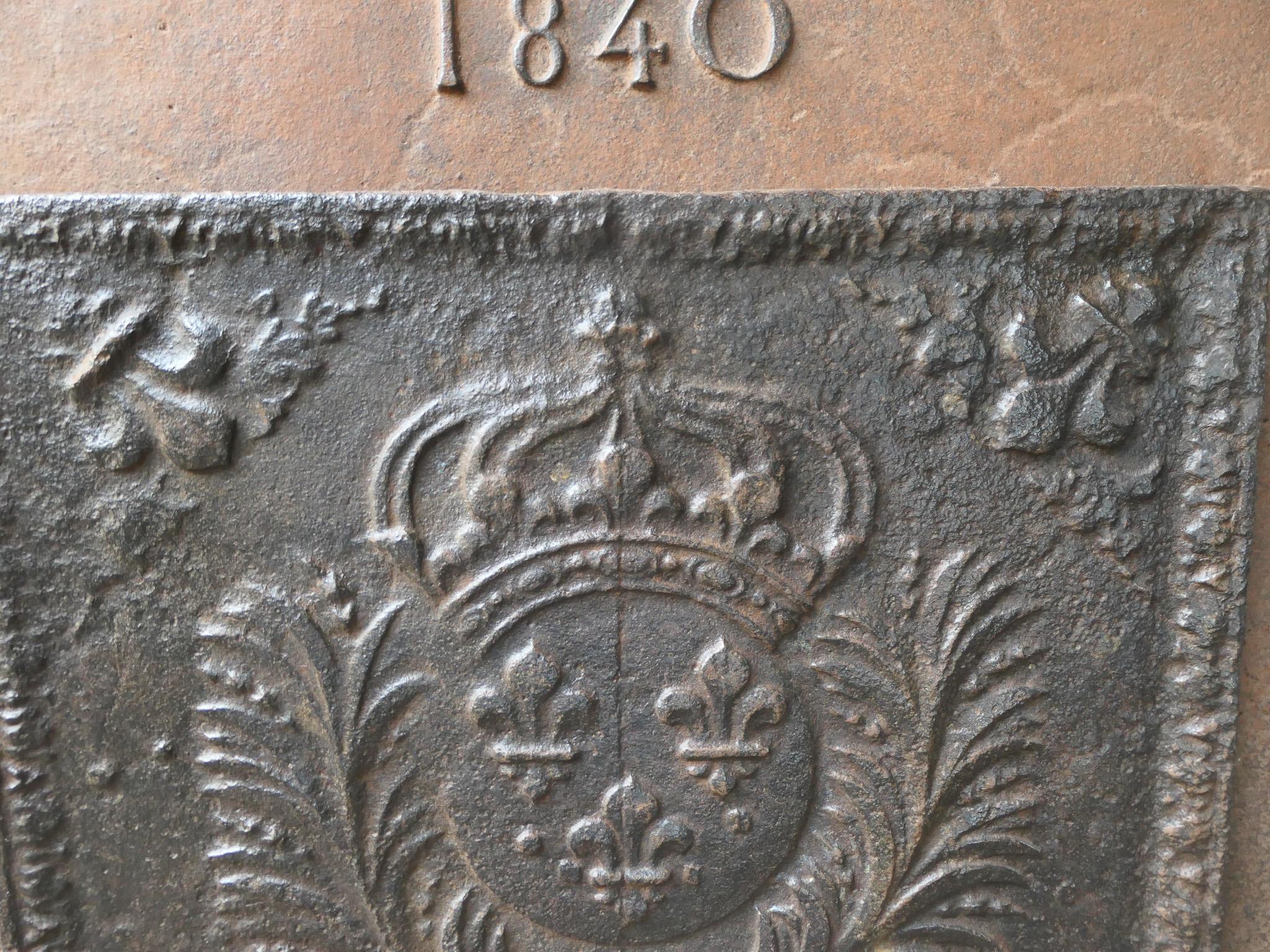 Iron 17th Century French Louis XIV Period 'Arms of France' Fireback / Backsplash For Sale