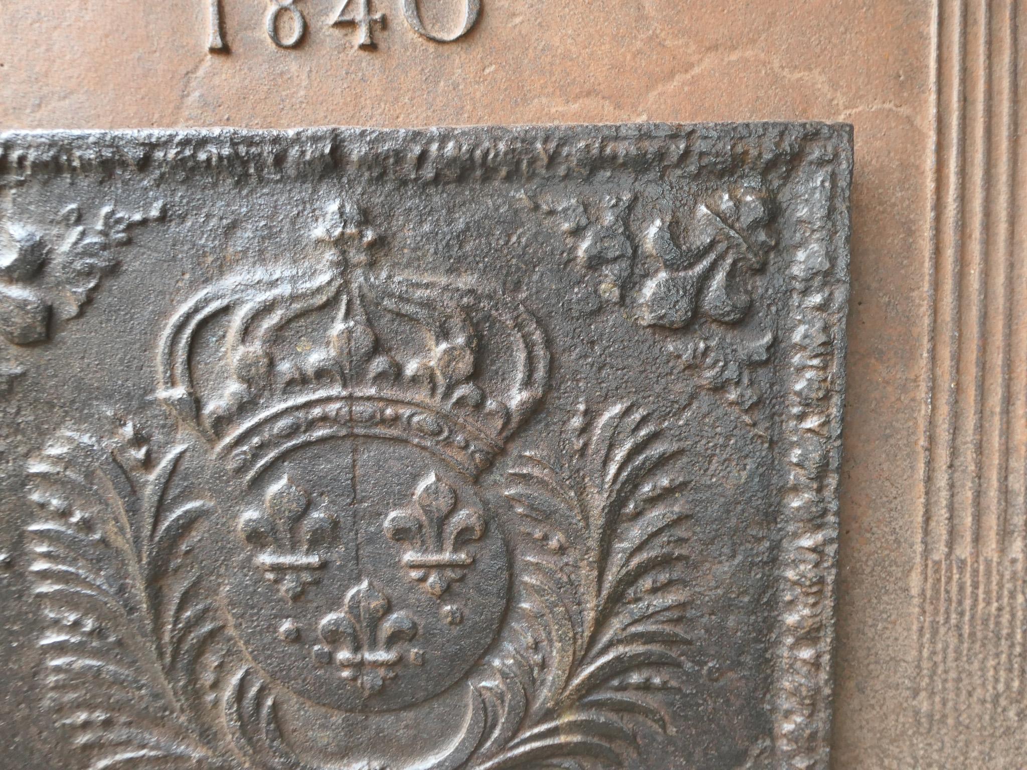 17th Century French Louis XIV Period 'Arms of France' Fireback / Backsplash For Sale 1