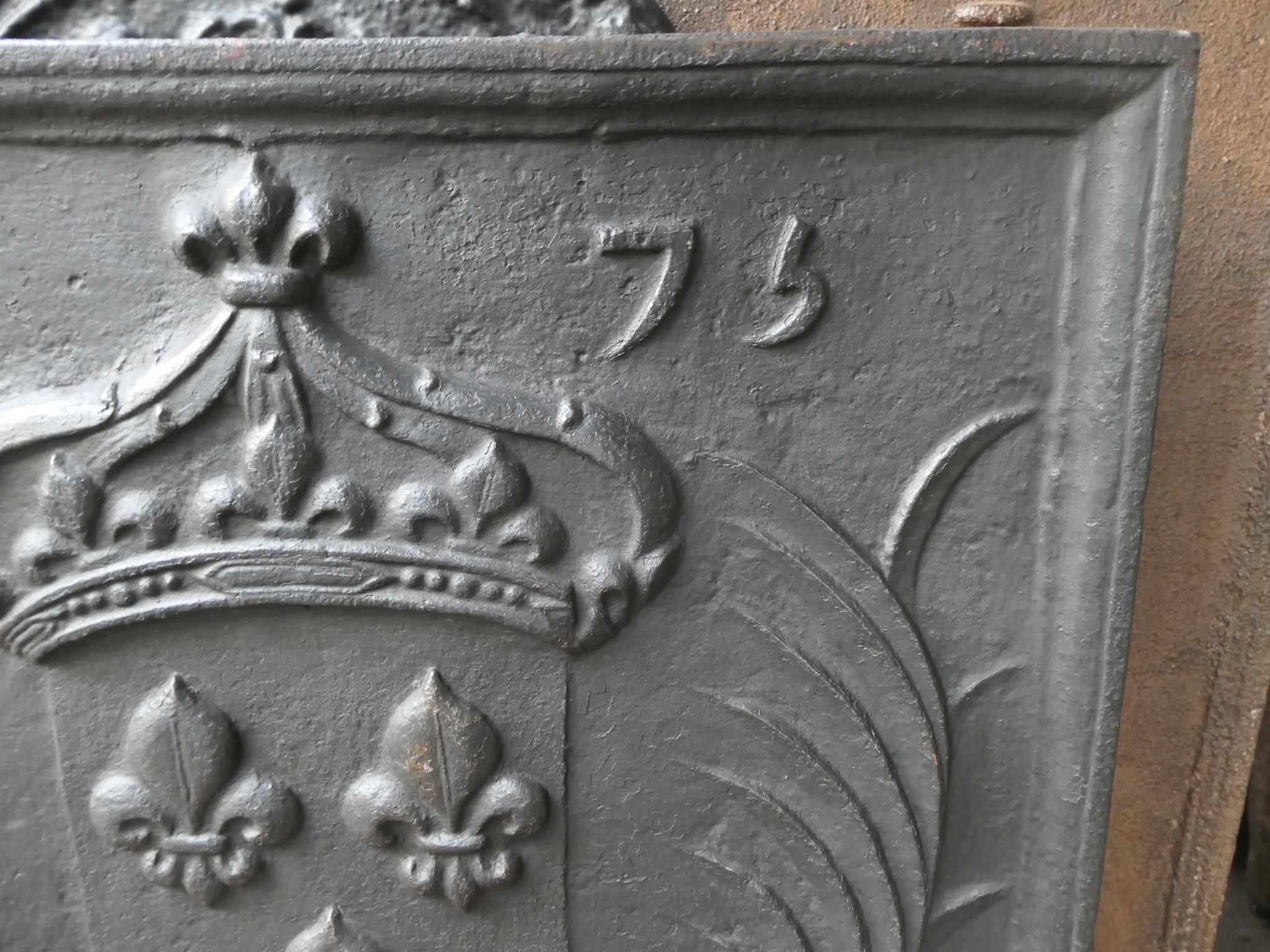 17th Century French Louis XIV 'Arms of France' Fireback / Backsplash For Sale 1