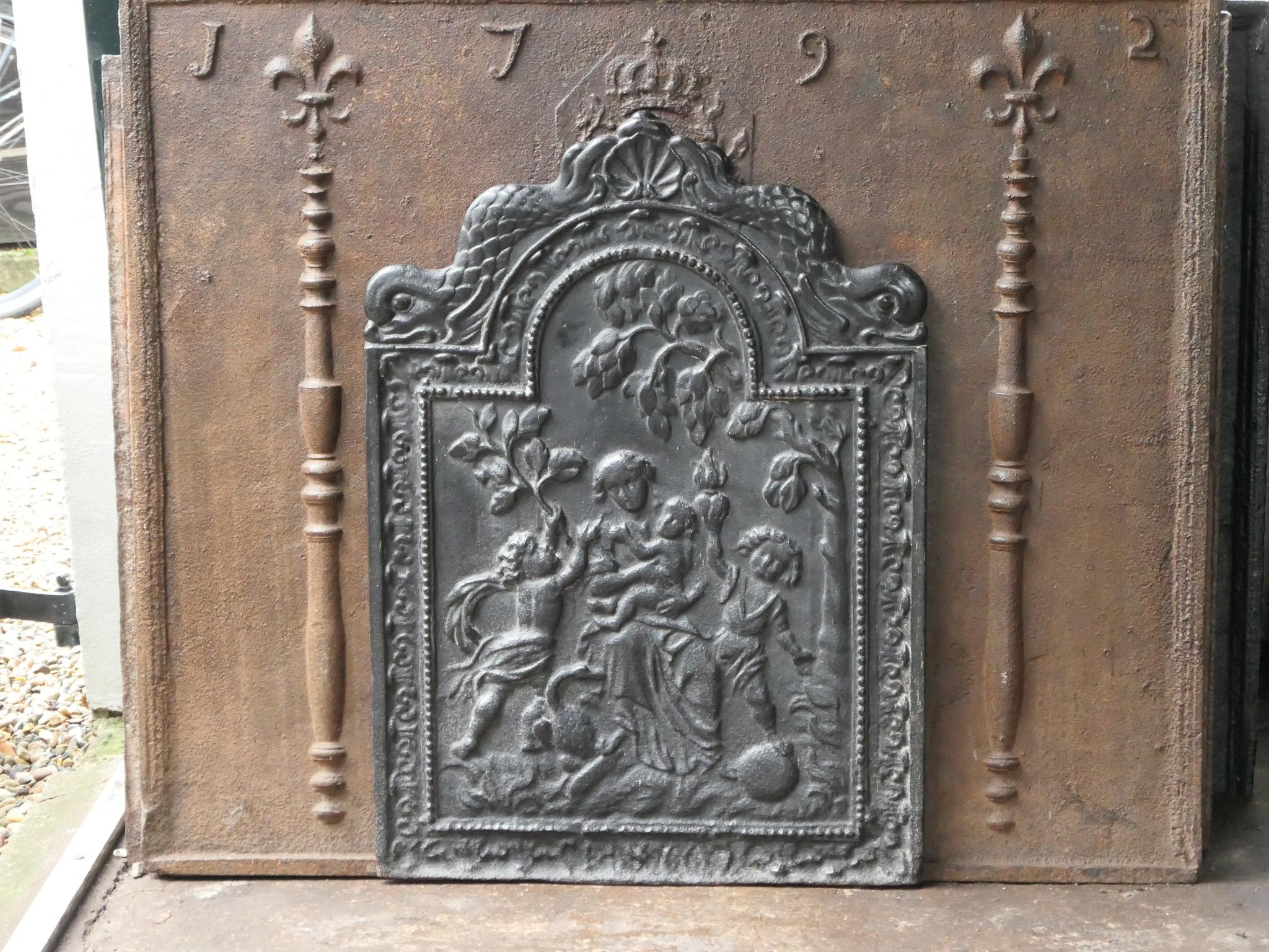18th Century and Earlier 17th Century French Louis XIV 'Caritas' Fireback / Backsplash For Sale