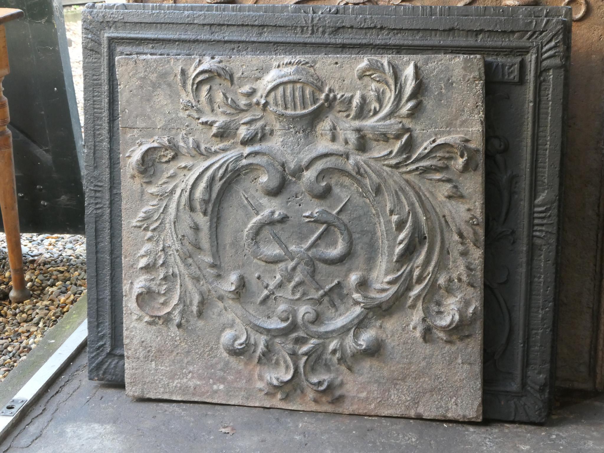 Cast 17th Century French Louis XIV 'Coat of Arms' Fireback / Backsplash For Sale