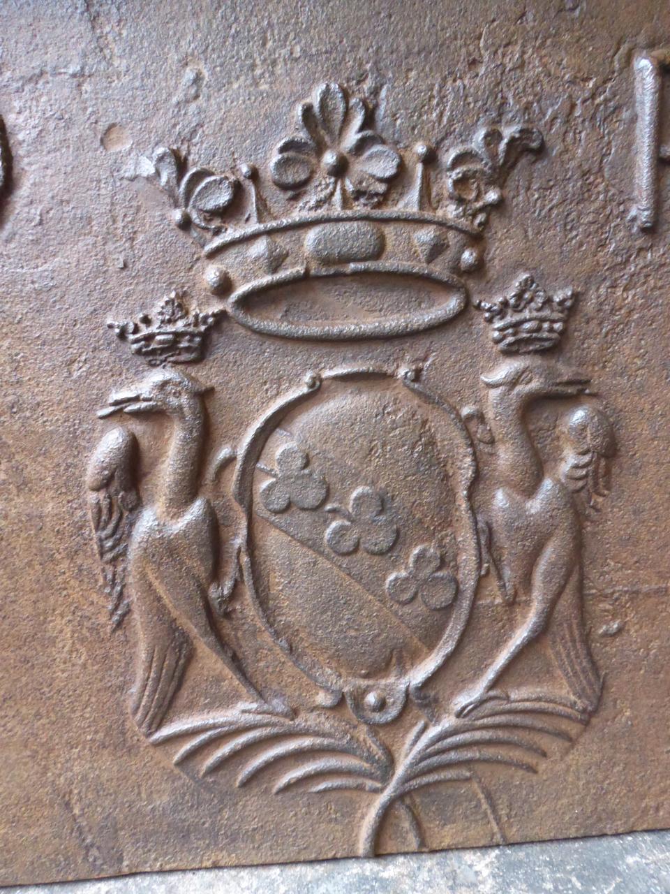 Iron 17th Century French Louis XIV 'Coat of Arms' Fireback