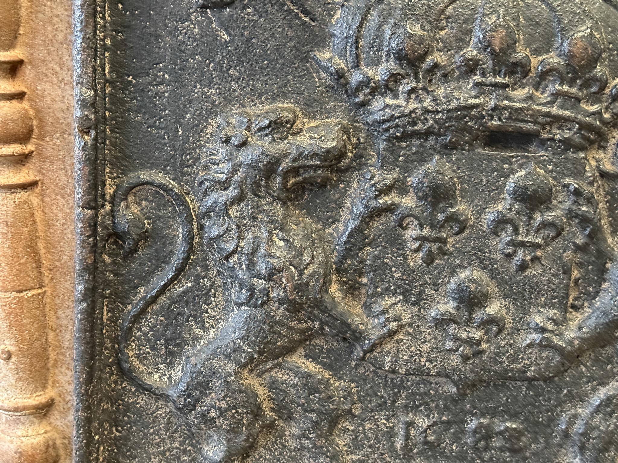 Ferro Armi di Francia del 17° secolo, periodo Luigi XIV, con rivestimento per il fuoco / backsplash in vendita