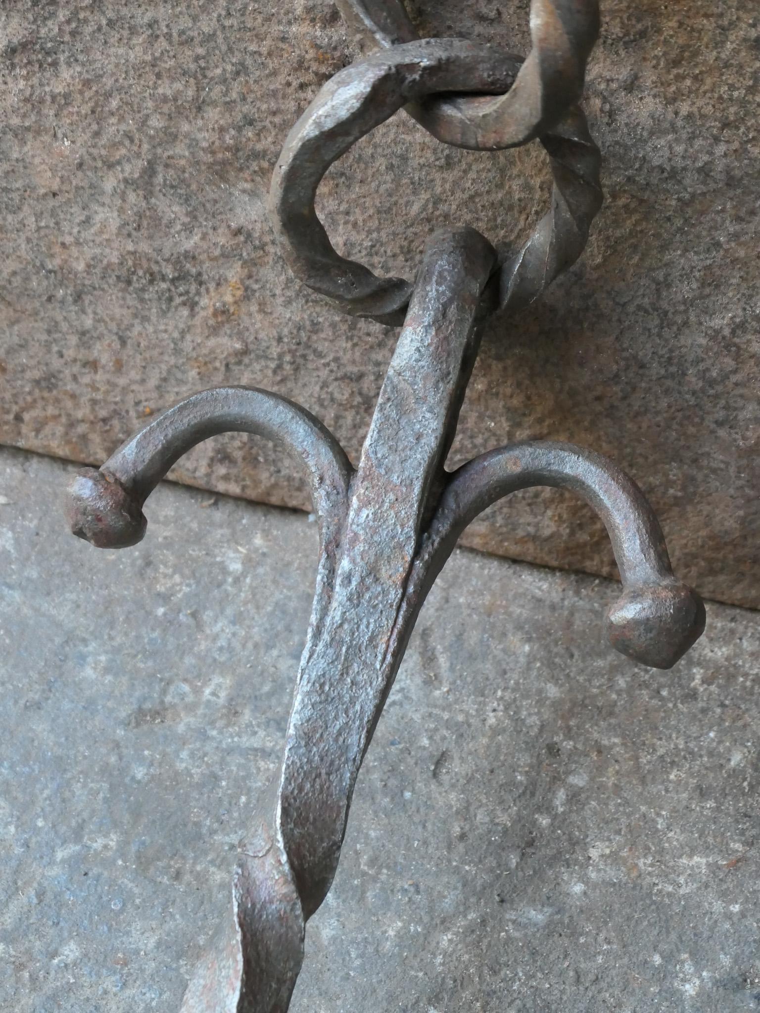 Fino al XVIII secolo Trammel o appendiabiti per caminetto francese del XVII secolo, periodo Luigi XIV in vendita