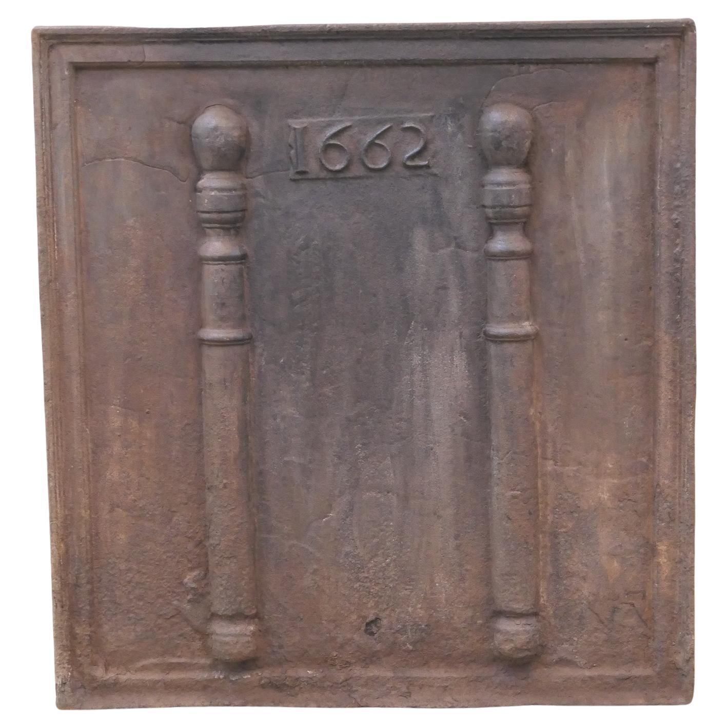 Respaldo de chimenea / protector de pared Luis XIV francés del siglo XVII 'Columnas de Hércules en venta