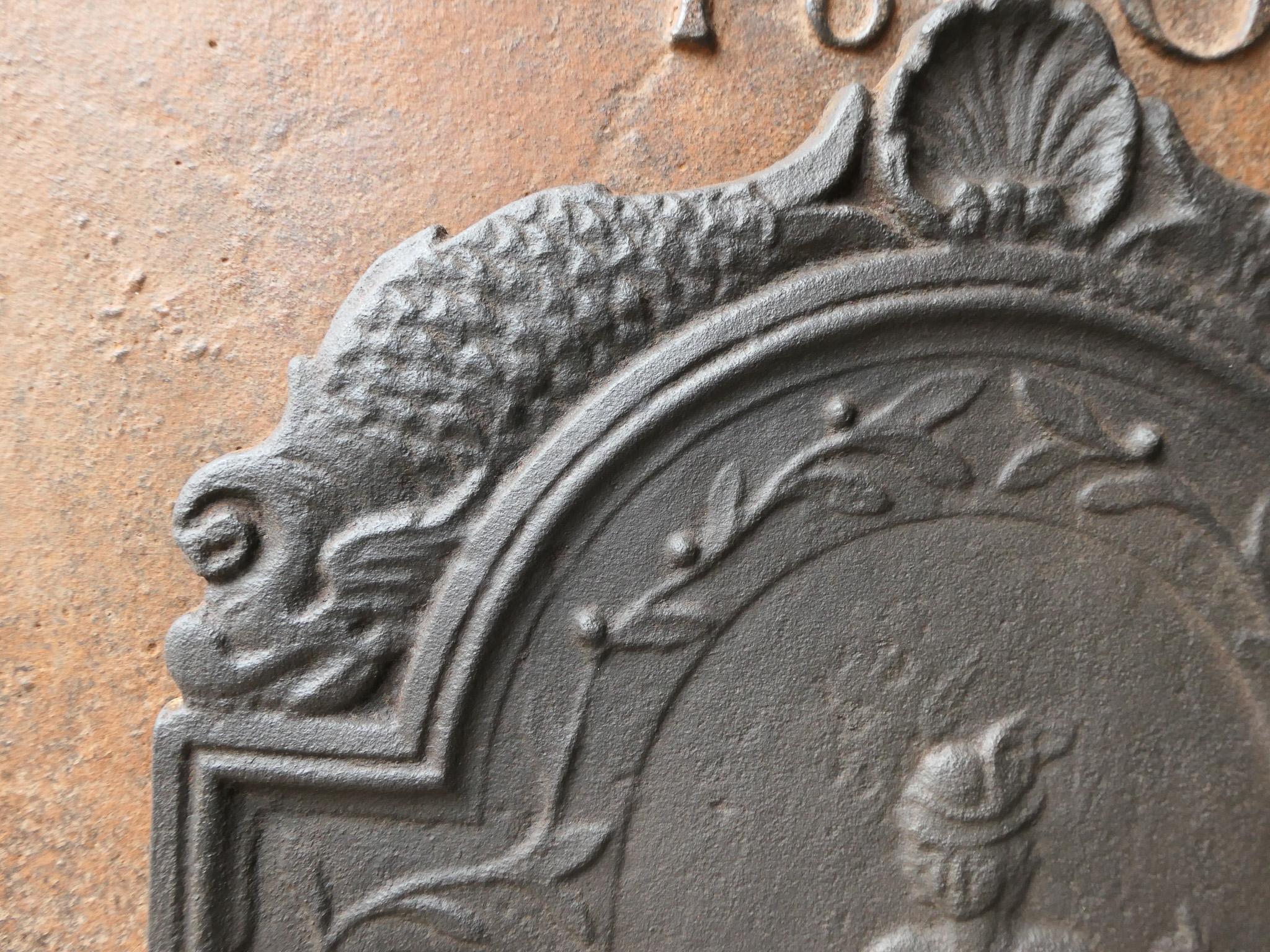 17th Century French Louis XIV Period 'Mercury' Fireback / Backsplash In Good Condition For Sale In Amerongen, NL