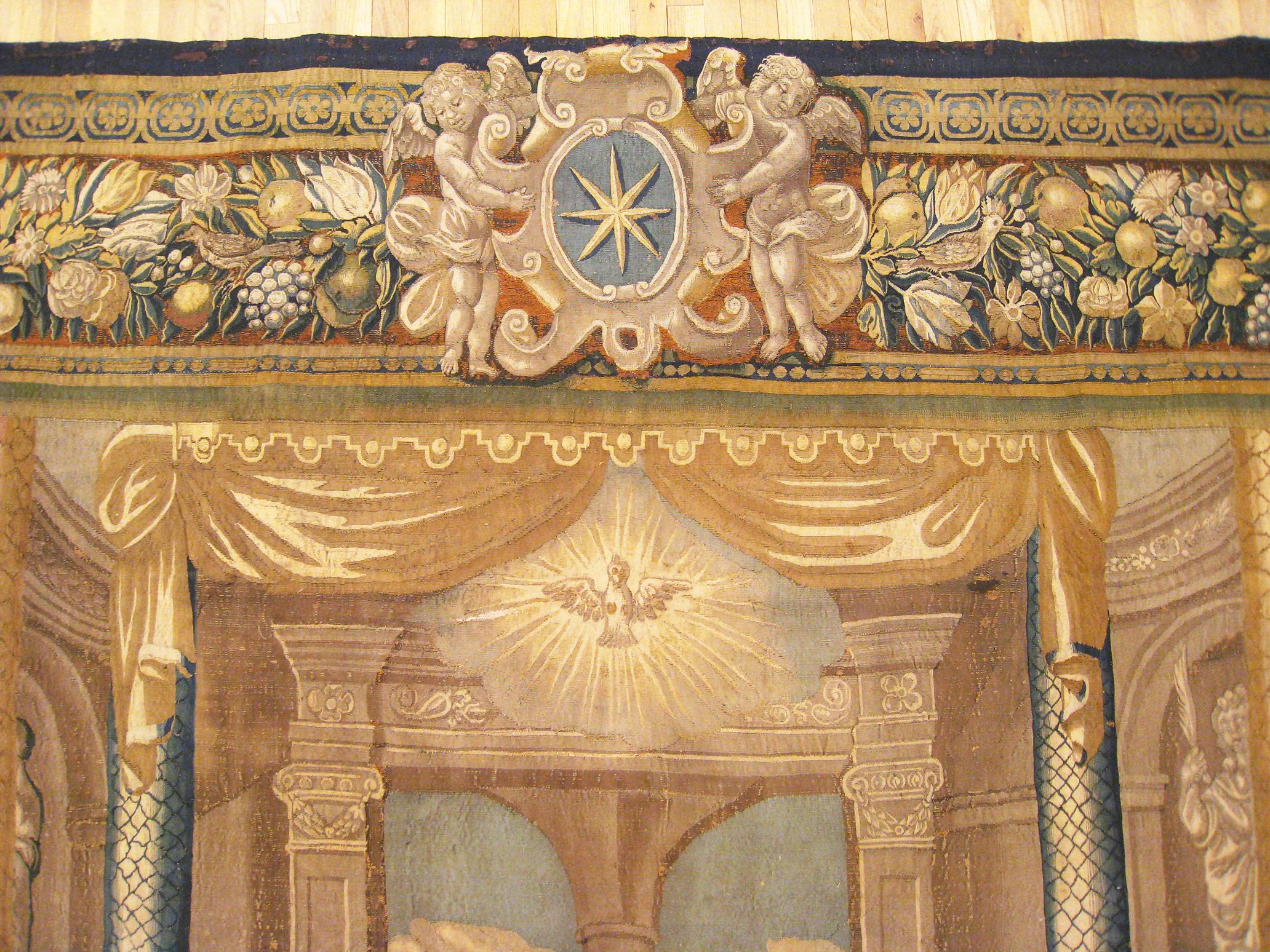 Französischer religiöser Wandteppich des Neuen Testaments aus dem 17. Jahrhundert, Hochzeit von Maria & Joseph im Angebot 4