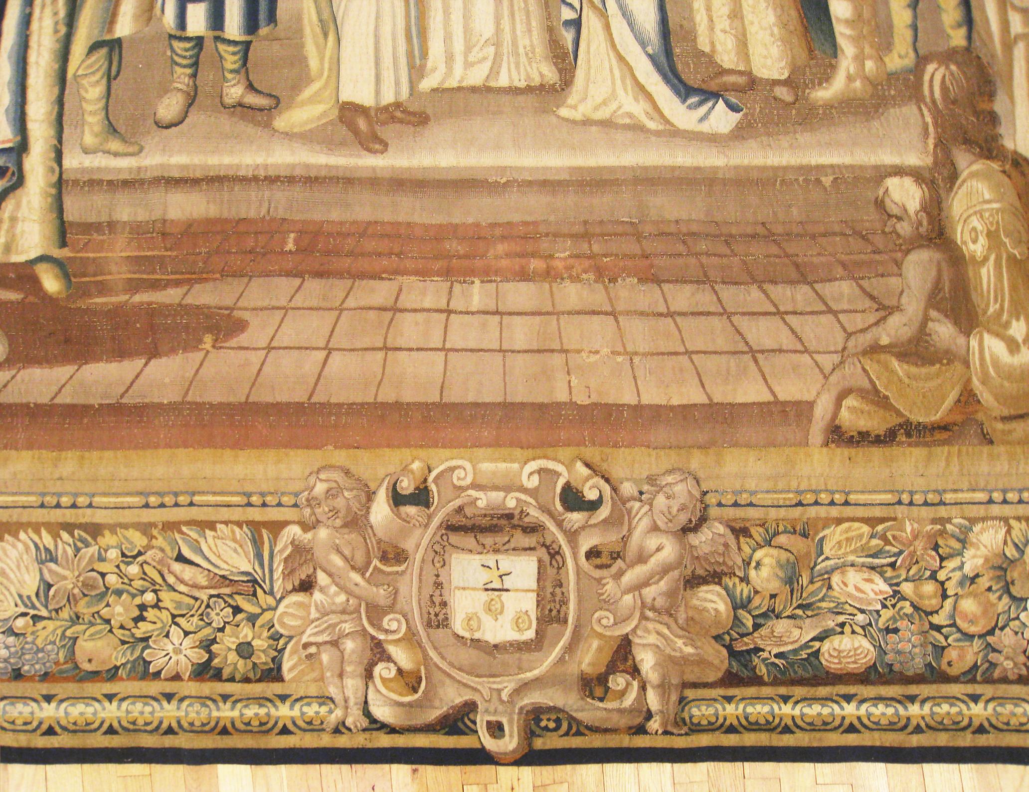 Französischer religiöser Wandteppich des Neuen Testaments aus dem 17. Jahrhundert, Hochzeit von Maria & Joseph im Zustand „Gut“ im Angebot in New York, NY