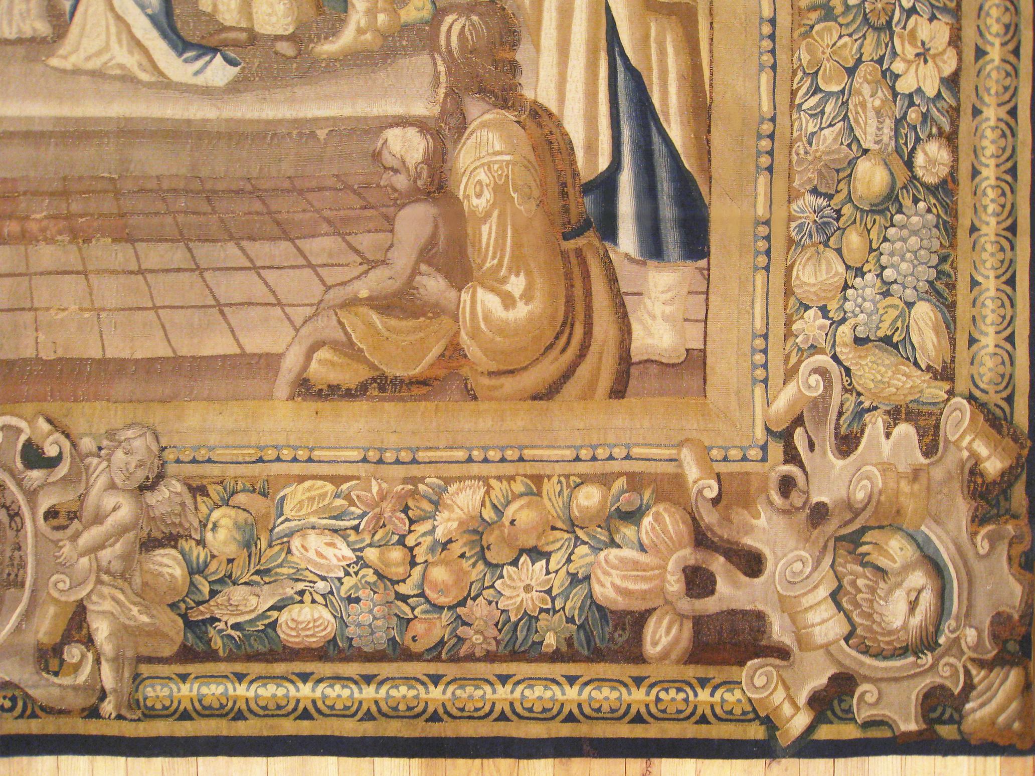 Französischer religiöser Wandteppich des Neuen Testaments aus dem 17. Jahrhundert, Hochzeit von Maria & Joseph (18. Jahrhundert und früher) im Angebot