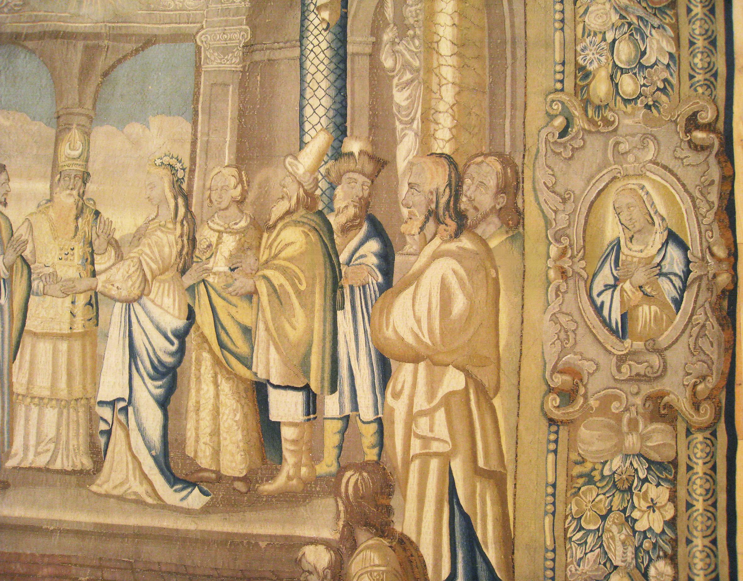 Französischer religiöser Wandteppich des Neuen Testaments aus dem 17. Jahrhundert, Hochzeit von Maria & Joseph im Angebot 2