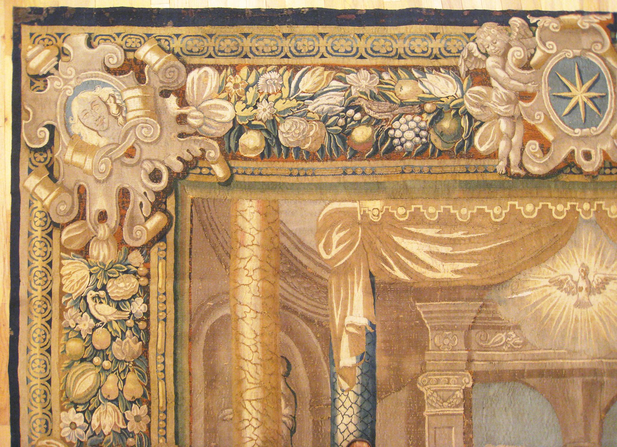 Französischer religiöser Wandteppich des Neuen Testaments aus dem 17. Jahrhundert, Hochzeit von Maria & Joseph im Angebot 3