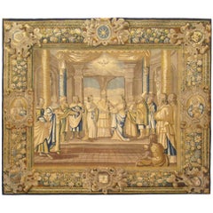 Tapisserie religieuse du Nouveau Testament français du 17ème siècle, mariage de Marie et Joseph