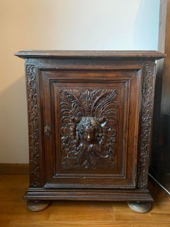 17th Century French Oak Cabinet with an Angel's Head Decoration