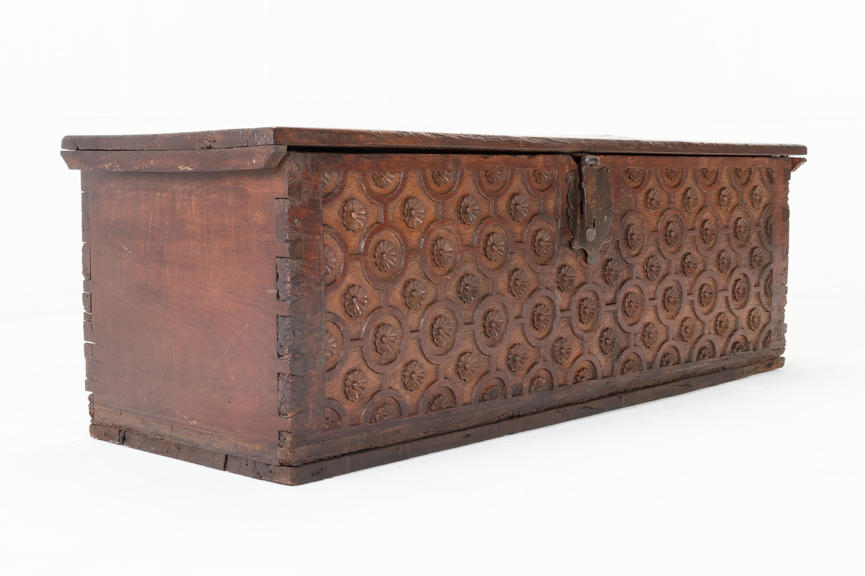 18th Century and Earlier 17th Century French Oak Chest For Sale