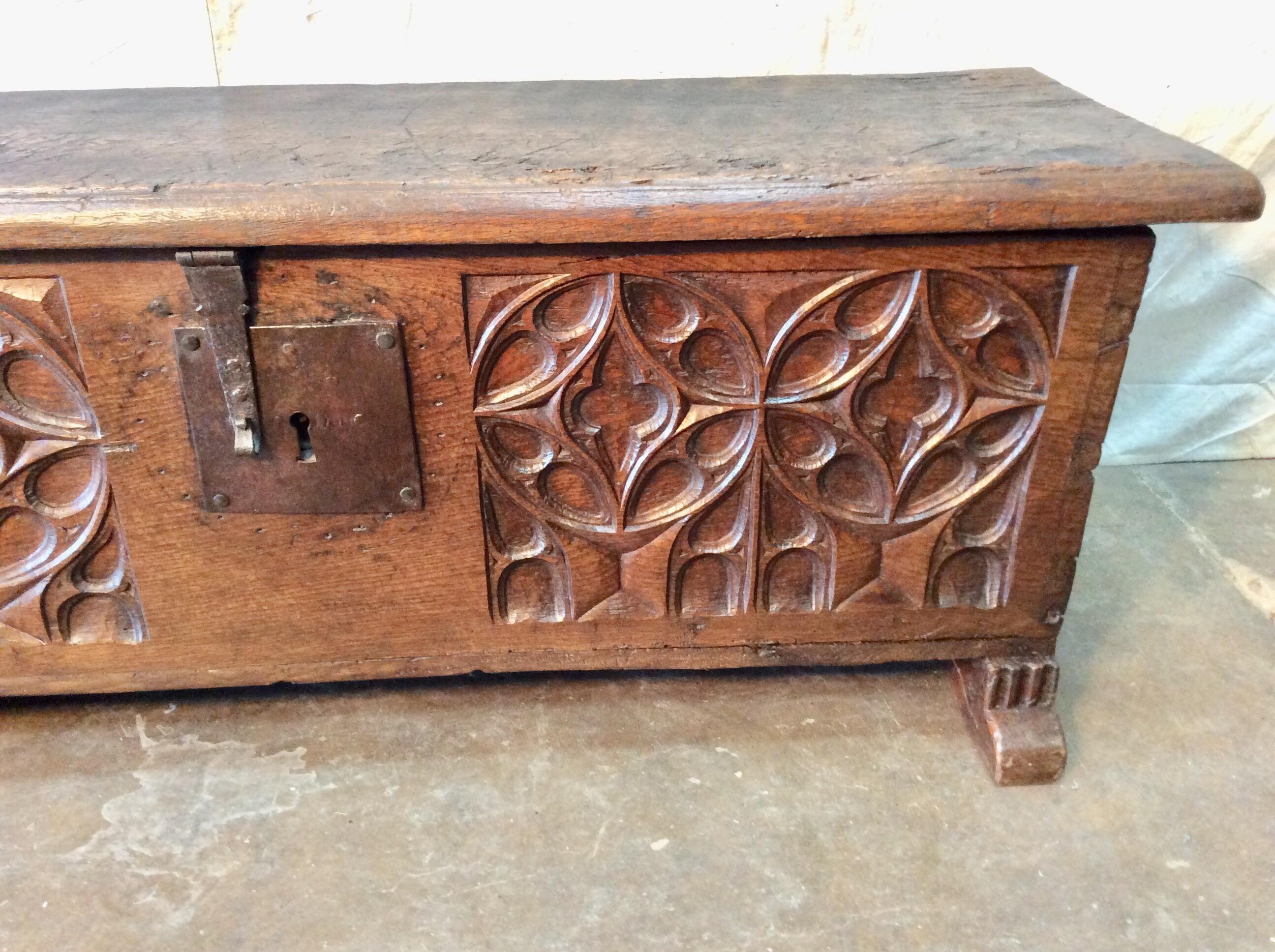 17th Century French Oak Trunk In Good Condition For Sale In Burton, TX