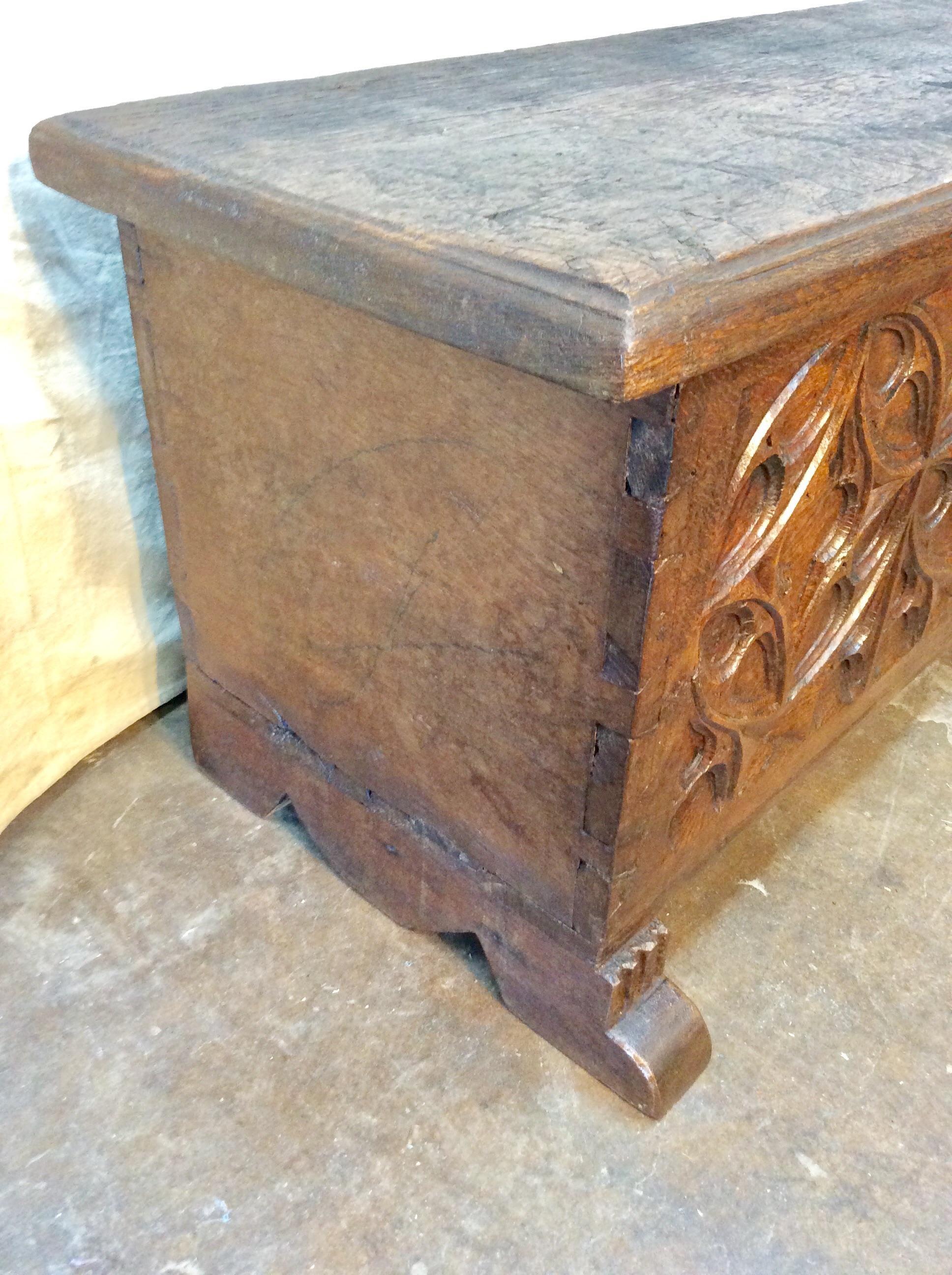 Iron 17th Century French Oak Trunk For Sale