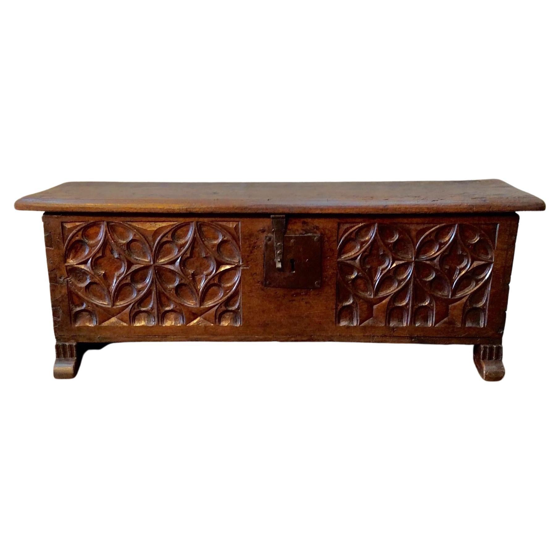 17th Century French Oak Trunk For Sale