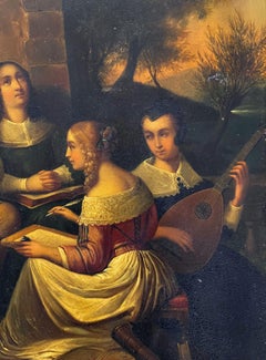 17th Century French Oil on Copper Panting Depicting John Milton & Her Daughters