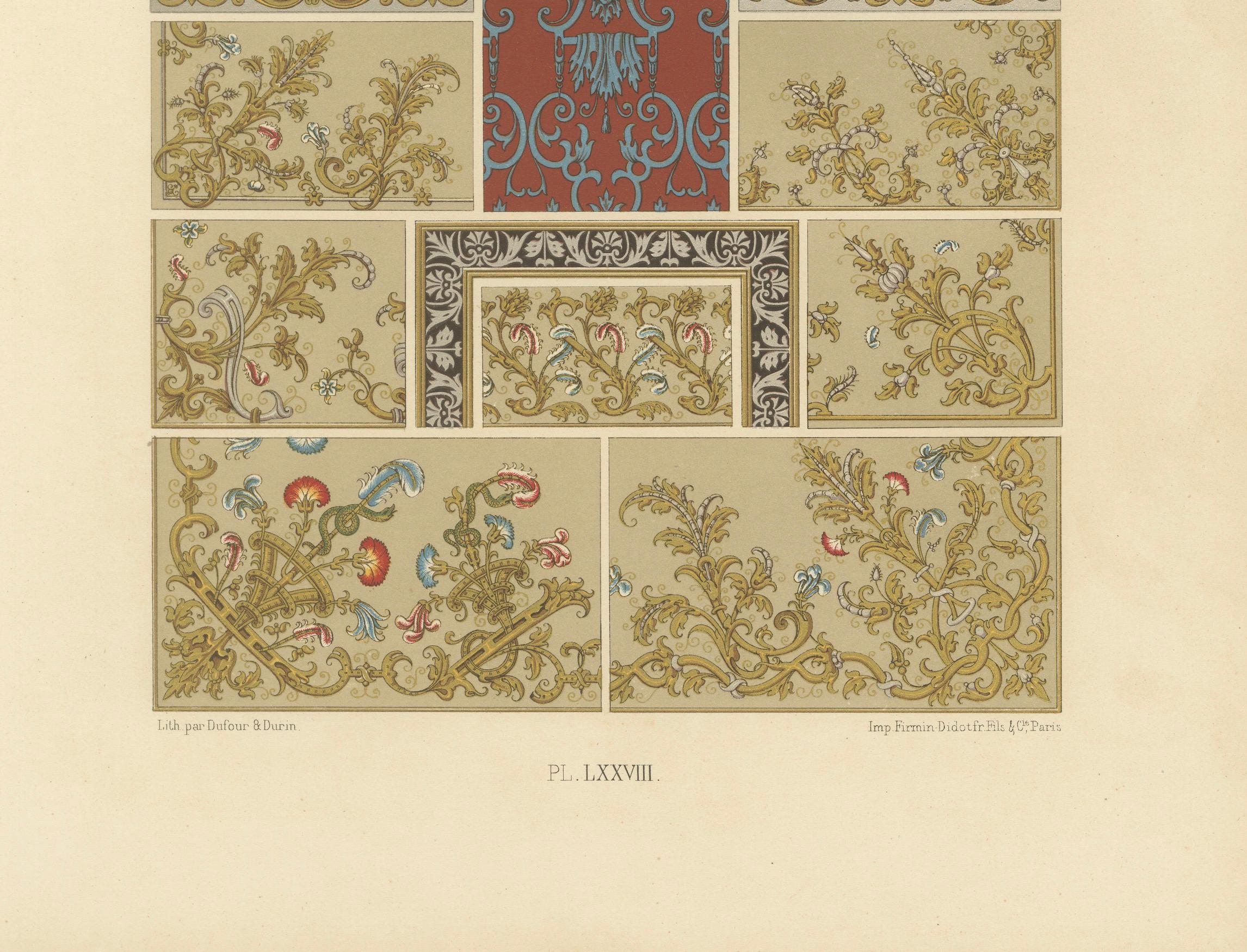 Français Ornement français du 17e siècle - Rinceaux et arabesques baroques, vers 1869 en vente