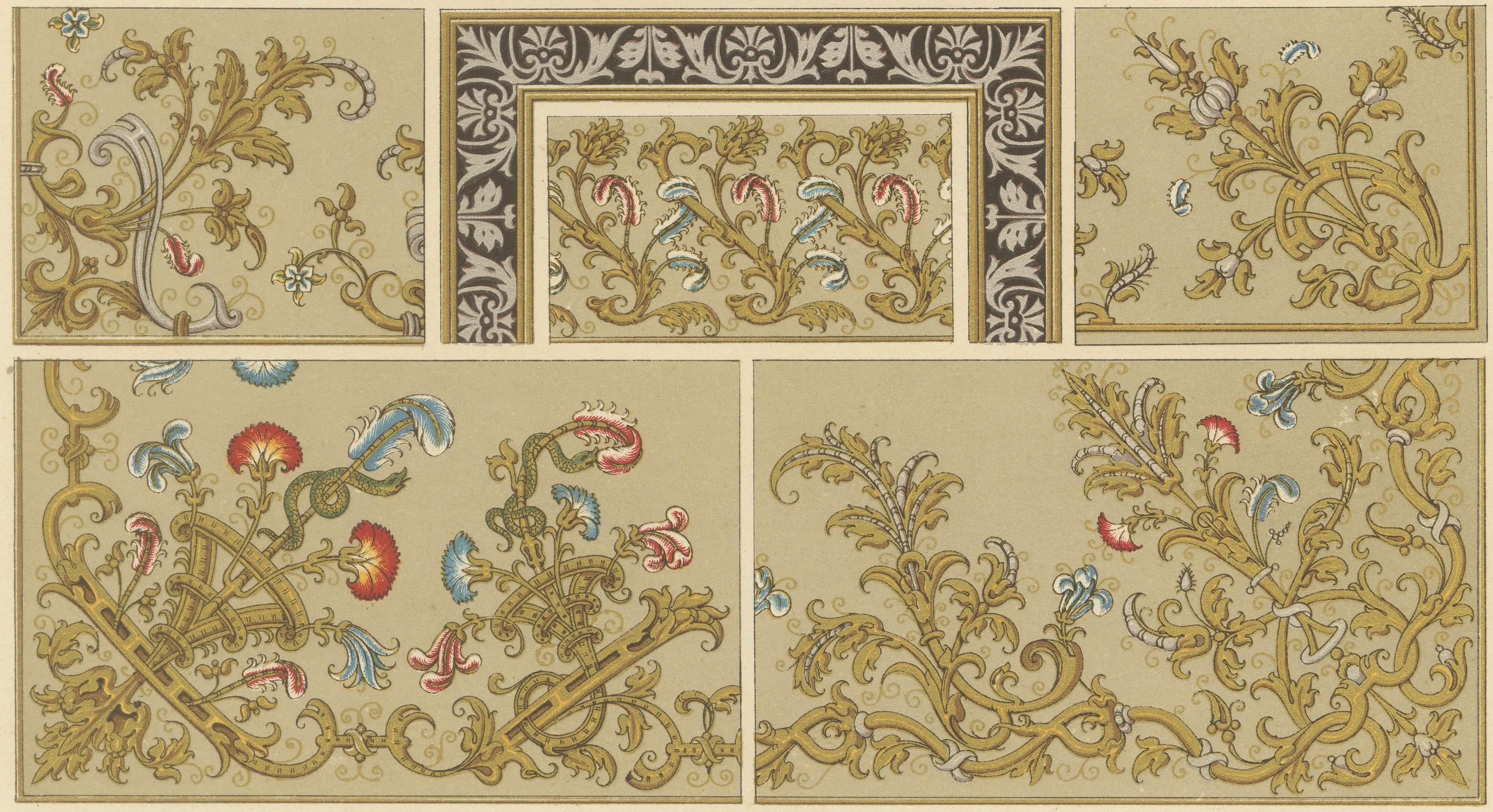 Ornement français du 17e siècle - Rinceaux et arabesques baroques, vers 1869 Bon état - En vente à Langweer, NL