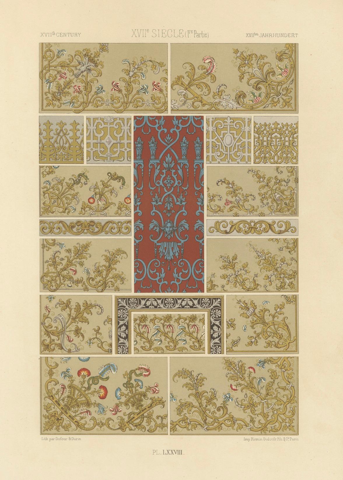 Ornement français du 17e siècle - Rinceaux et arabesques baroques, vers 1869 en vente 1