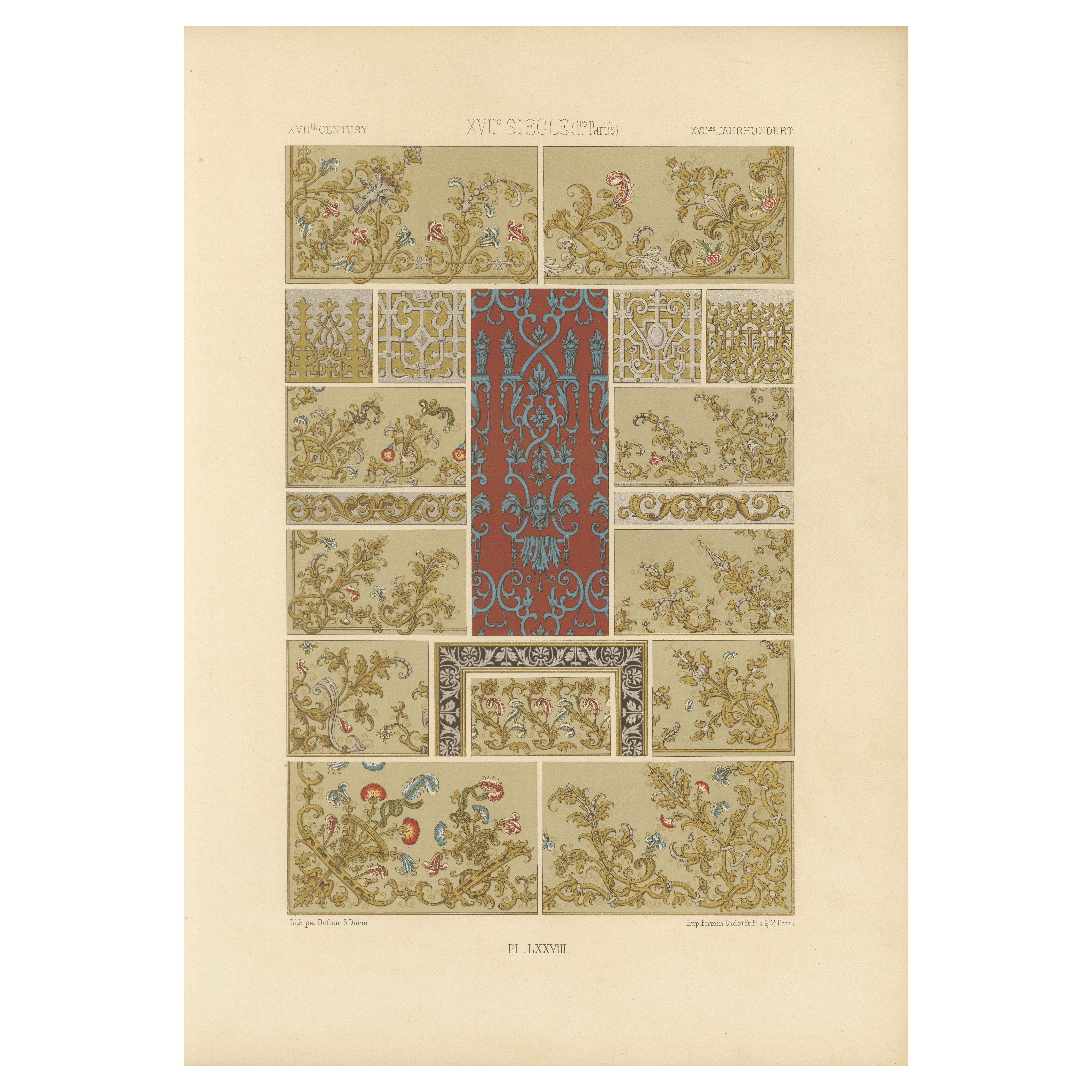 Ornamento francés del siglo XVII - Volutas y arabescos barrocos, ca.1869