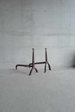 17th Century French Pinhead Fireplace Andirons in cast iron