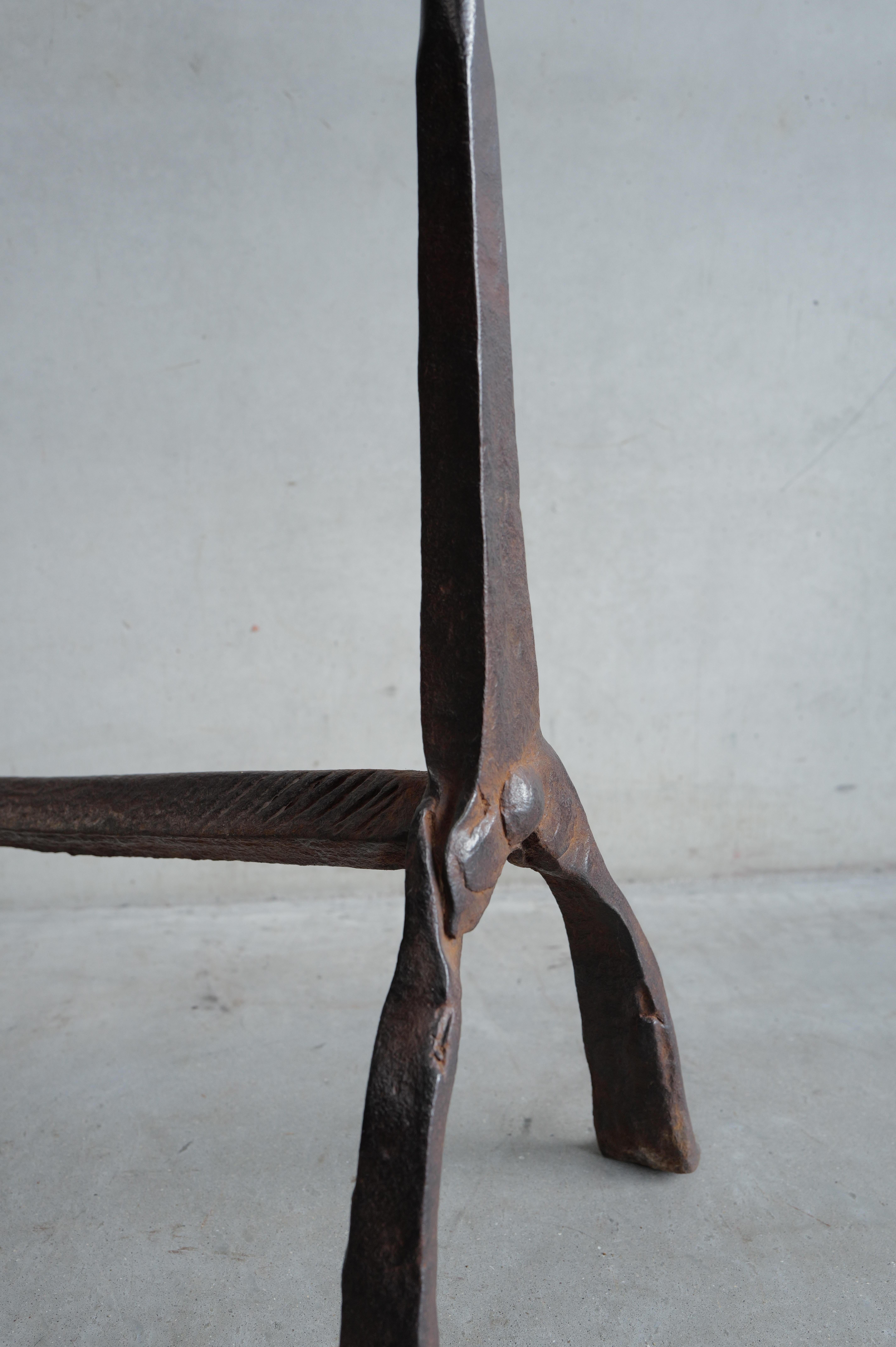 Louis XIII 17th Century French Pinhead Fireplace Andirons in cast iron For Sale