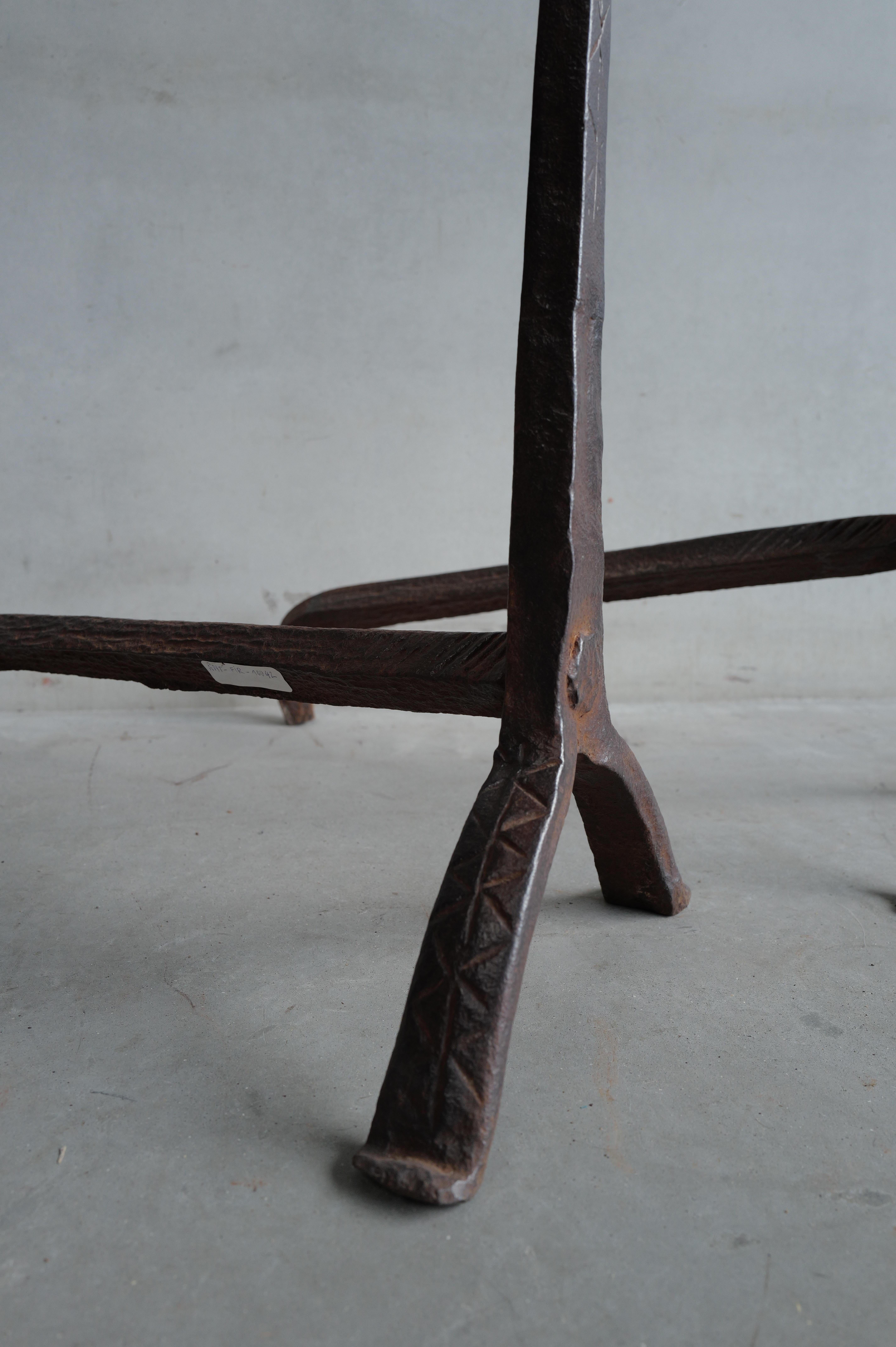 Cast 17th Century French Pinhead Fireplace Andirons in cast iron For Sale