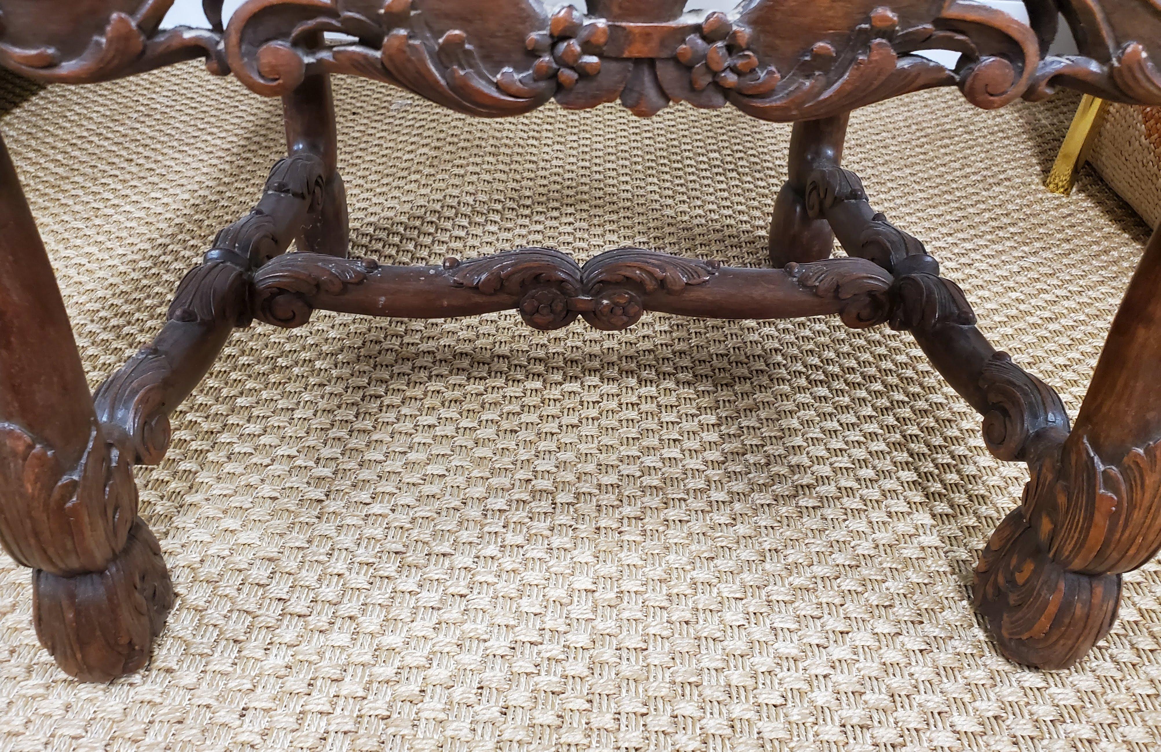 17th Century French Provincial Louis XIII Period Needlepoint & Walnut Side Chair For Sale 8