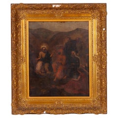 Peinture religieuse française du 17ème siècle représentant le Christ se promenant