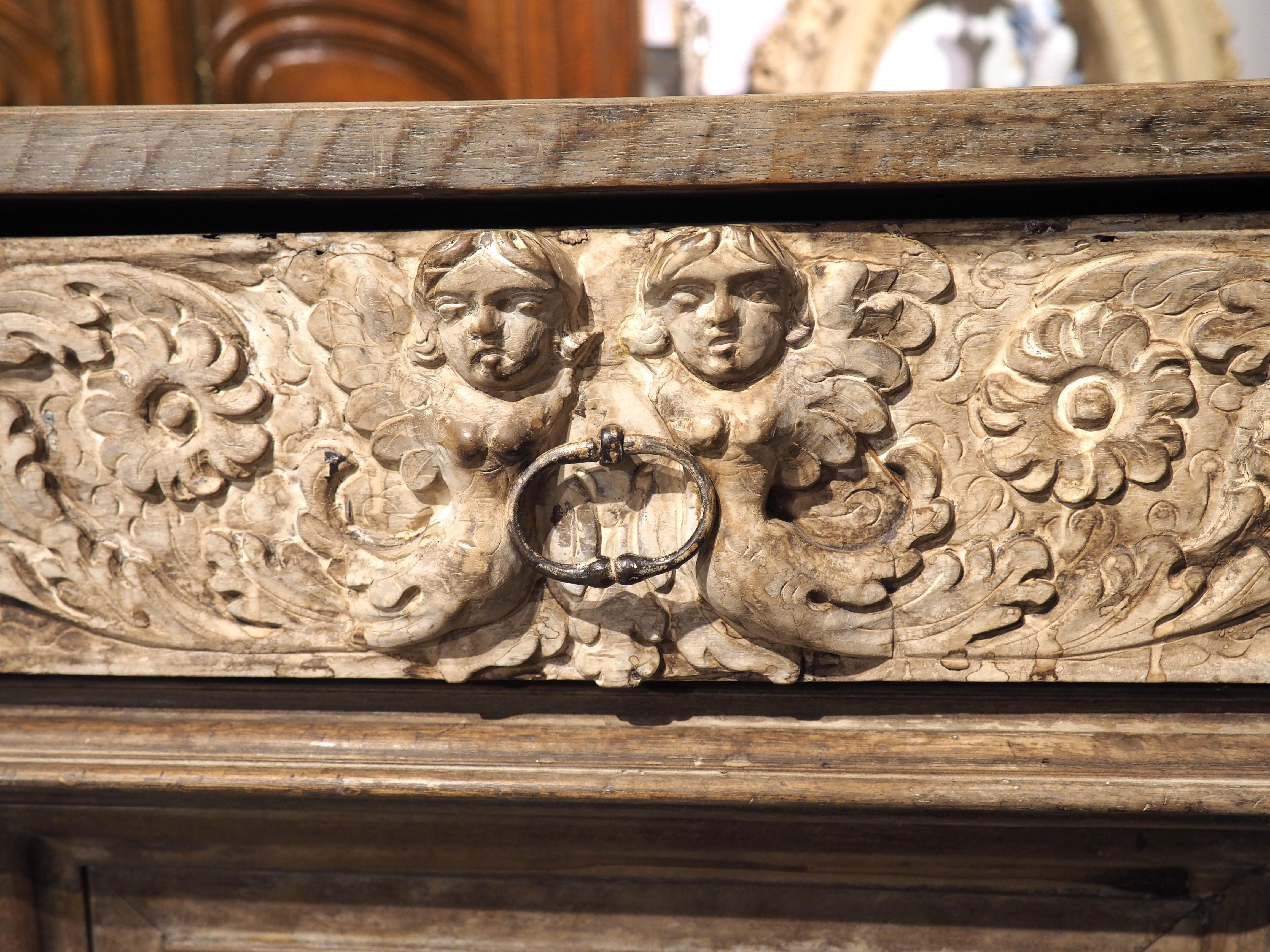 17th Century French Renaissance Buffet with Light Parcel Paint Finish For Sale 4