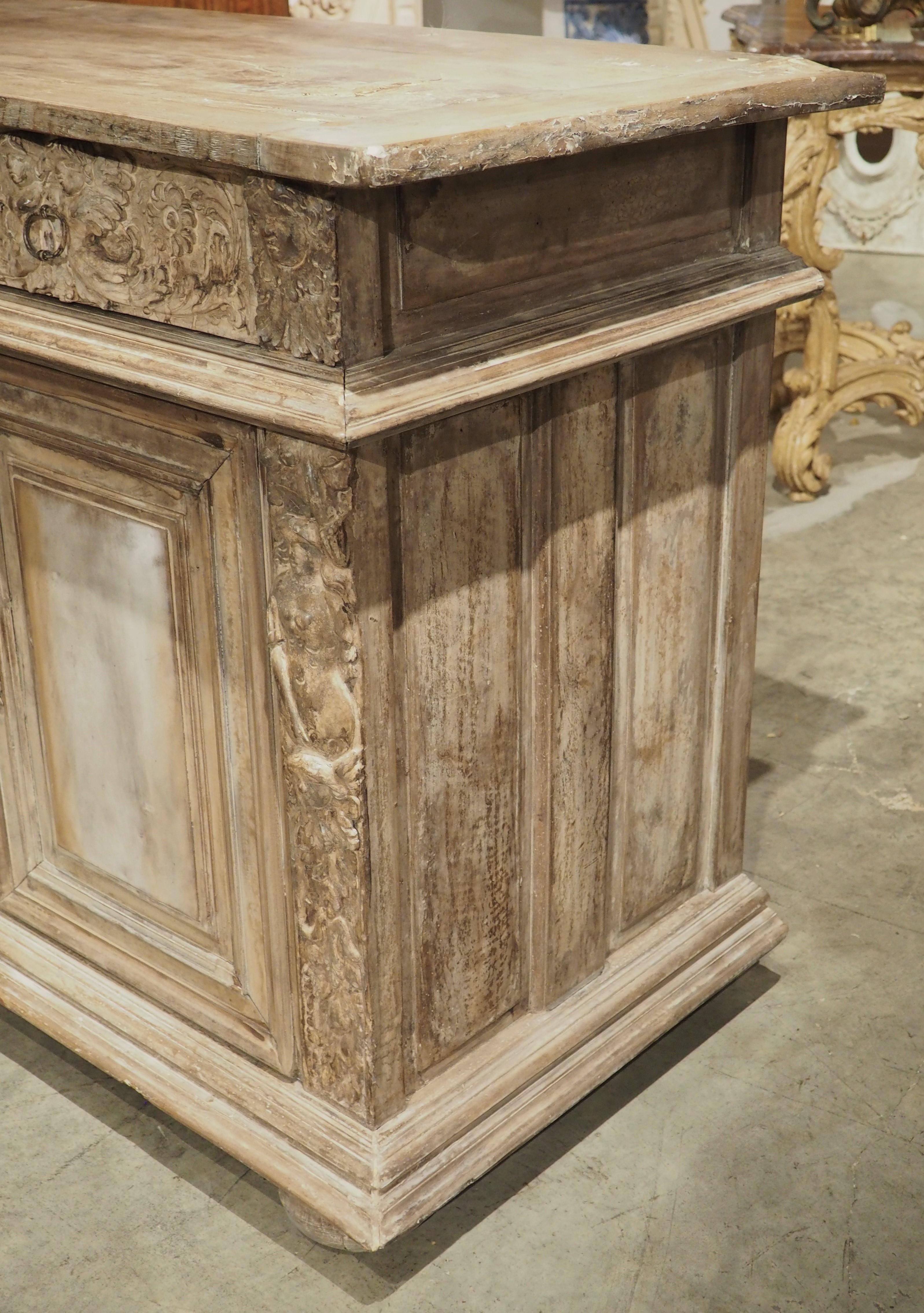 17th Century French Renaissance Buffet with Light Parcel Paint Finish For Sale 10
