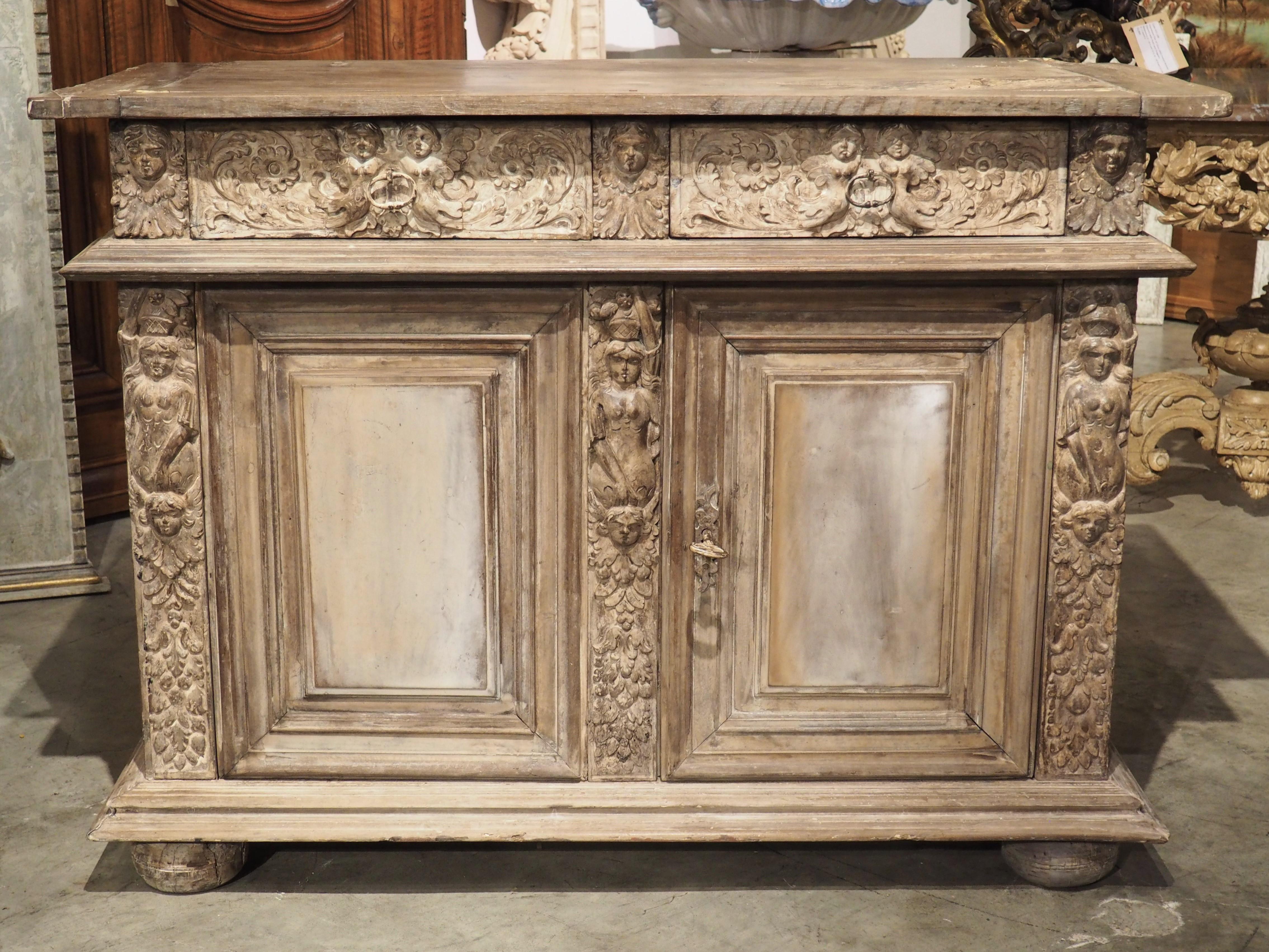 Unlike their Italian counterparts who favored painted and inlaid motifs, French ebenistes during the Renaissance utilized elaborate carvings to embellish their furniture. A fantastic example of the French method of period Renaissance (1600s)