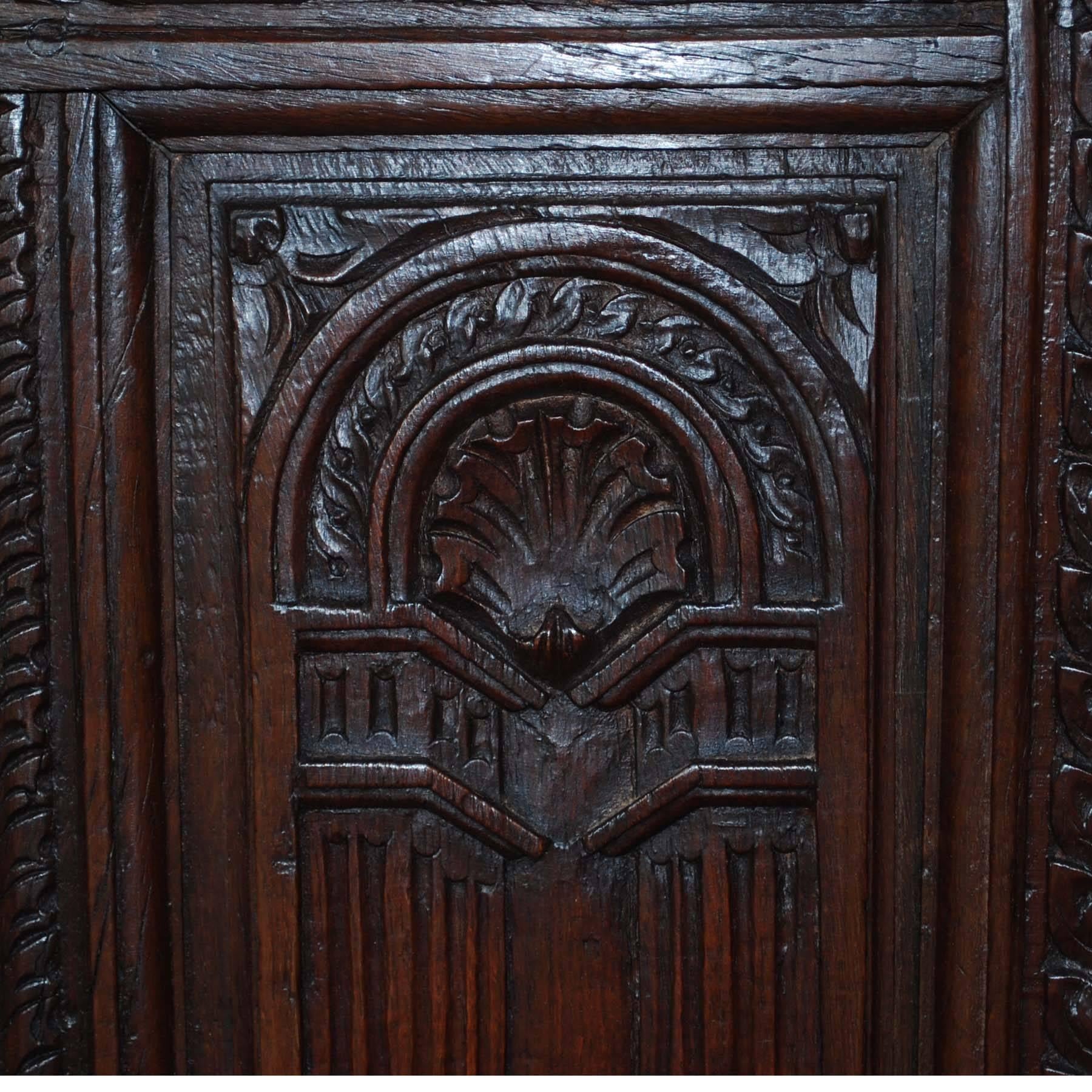 17th Century French Renaissance Hand-Carved Front Section of a Built in Cabinet For Sale 1
