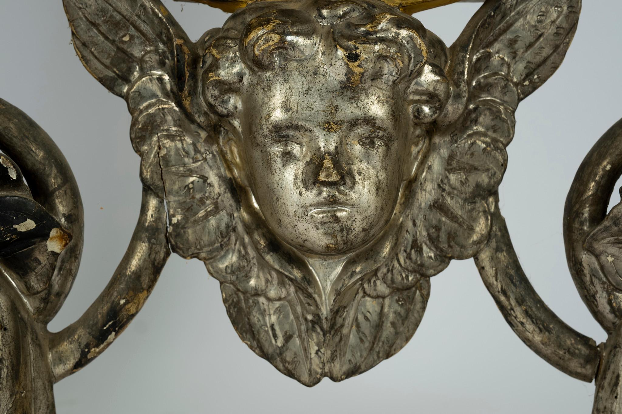 Miroir en bois doré, argent et or, French Renaissance, 17e siècle en vente 1