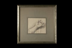 17th Century French School Drawing of a Hand in a Silver Gilt Frame