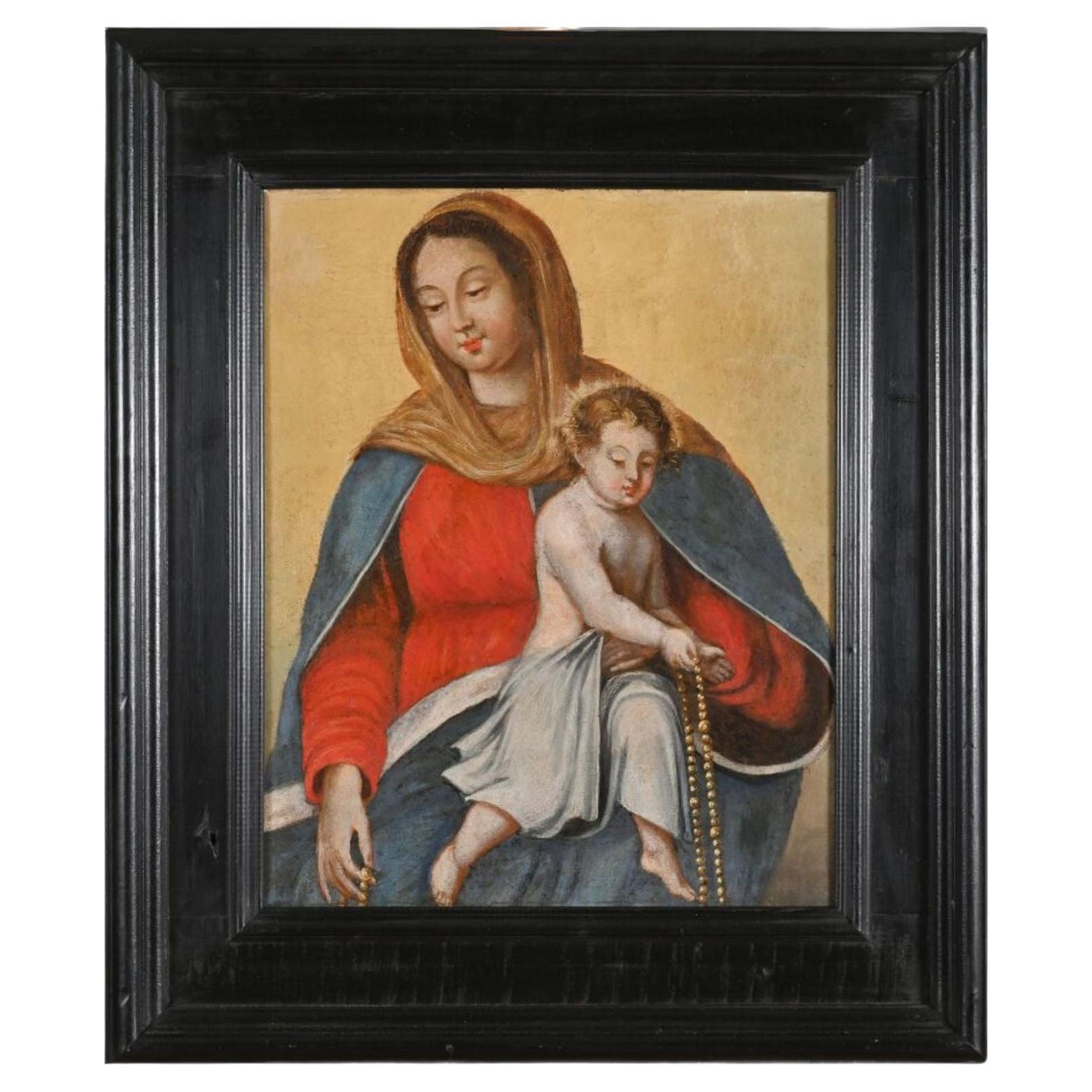 17th century French School  "Virgin and Child (Virgin of the Rosary)" For Sale
