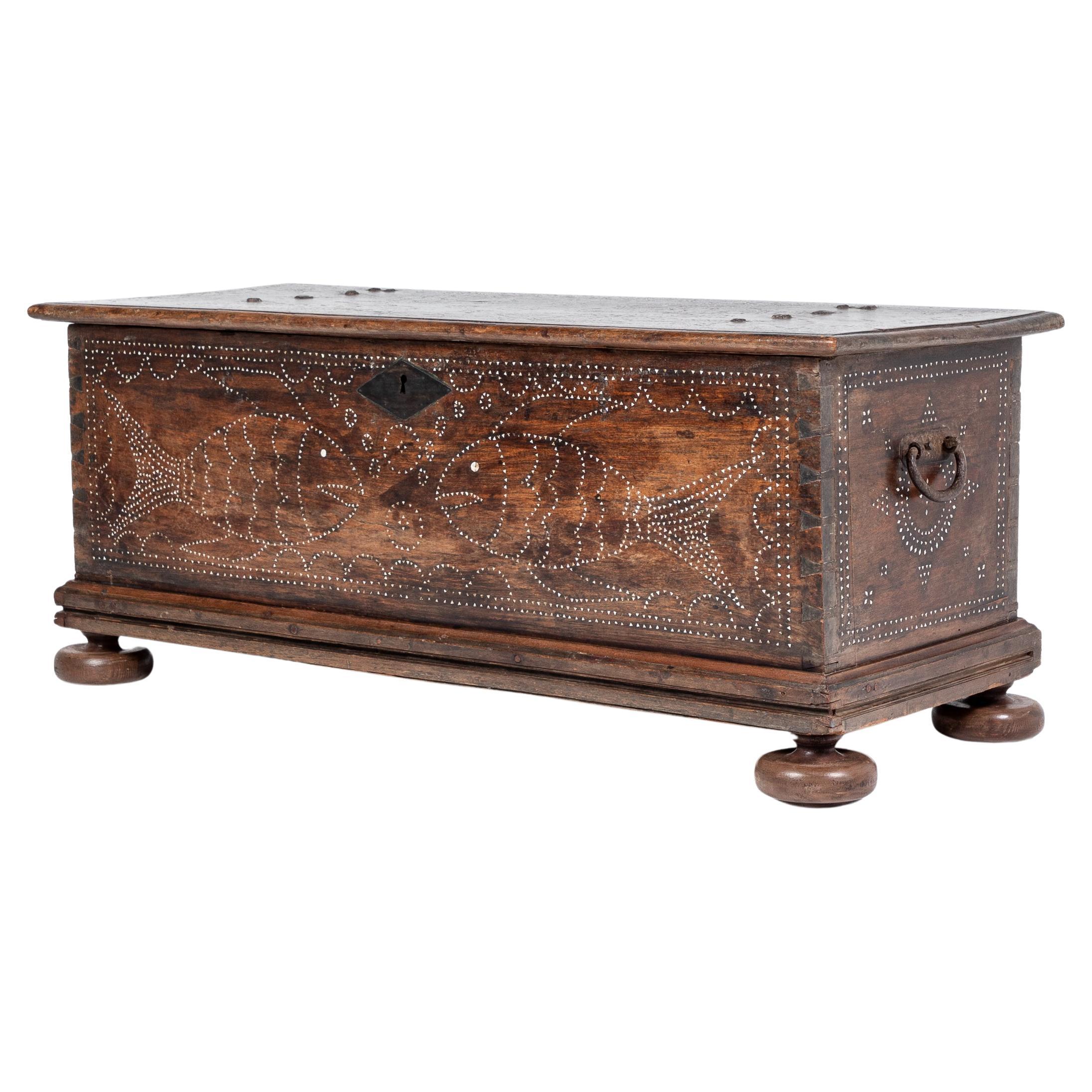 17th Century, French, Walnut Coffer