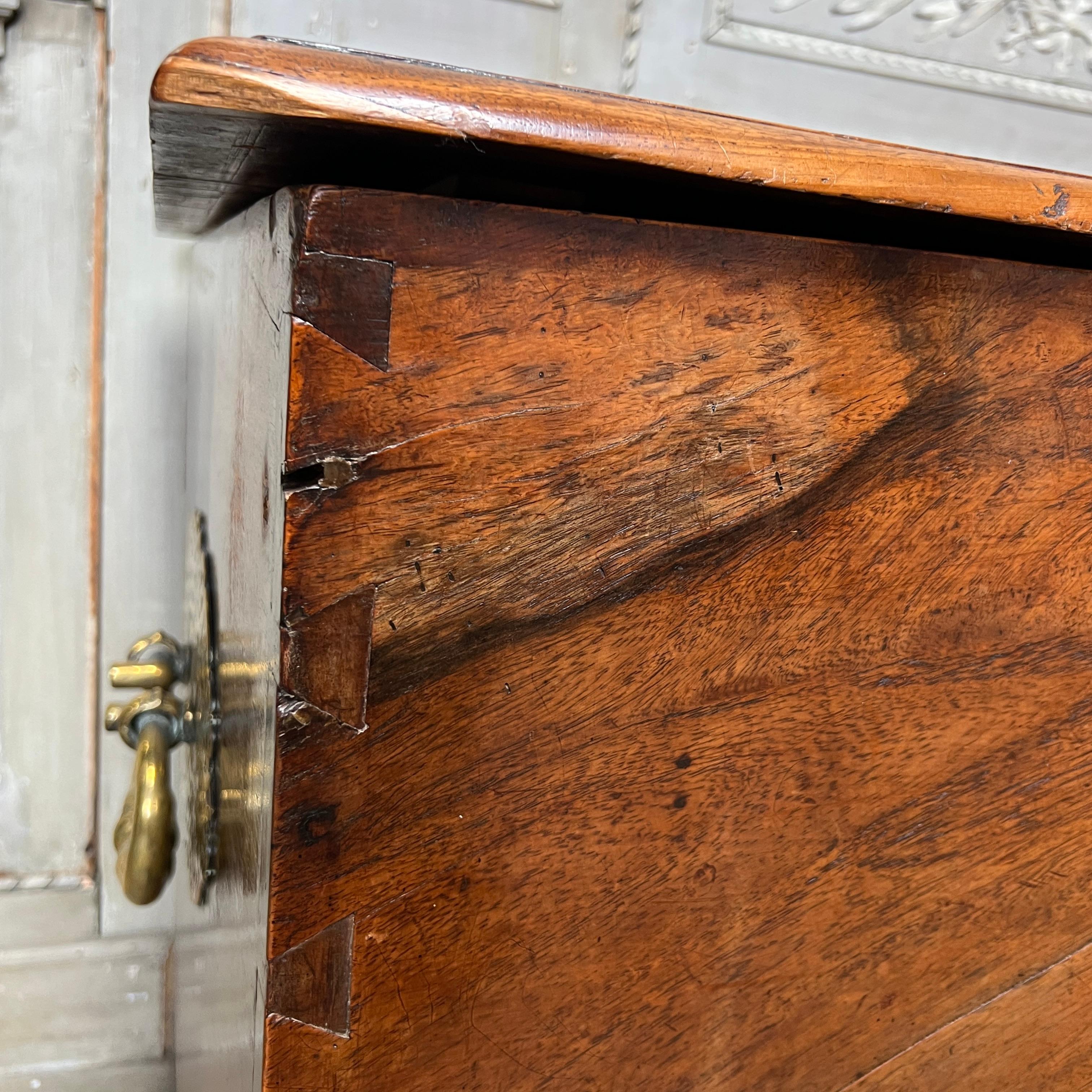 17th Century French Walnut Coffer with Brass Hardware For Sale 10